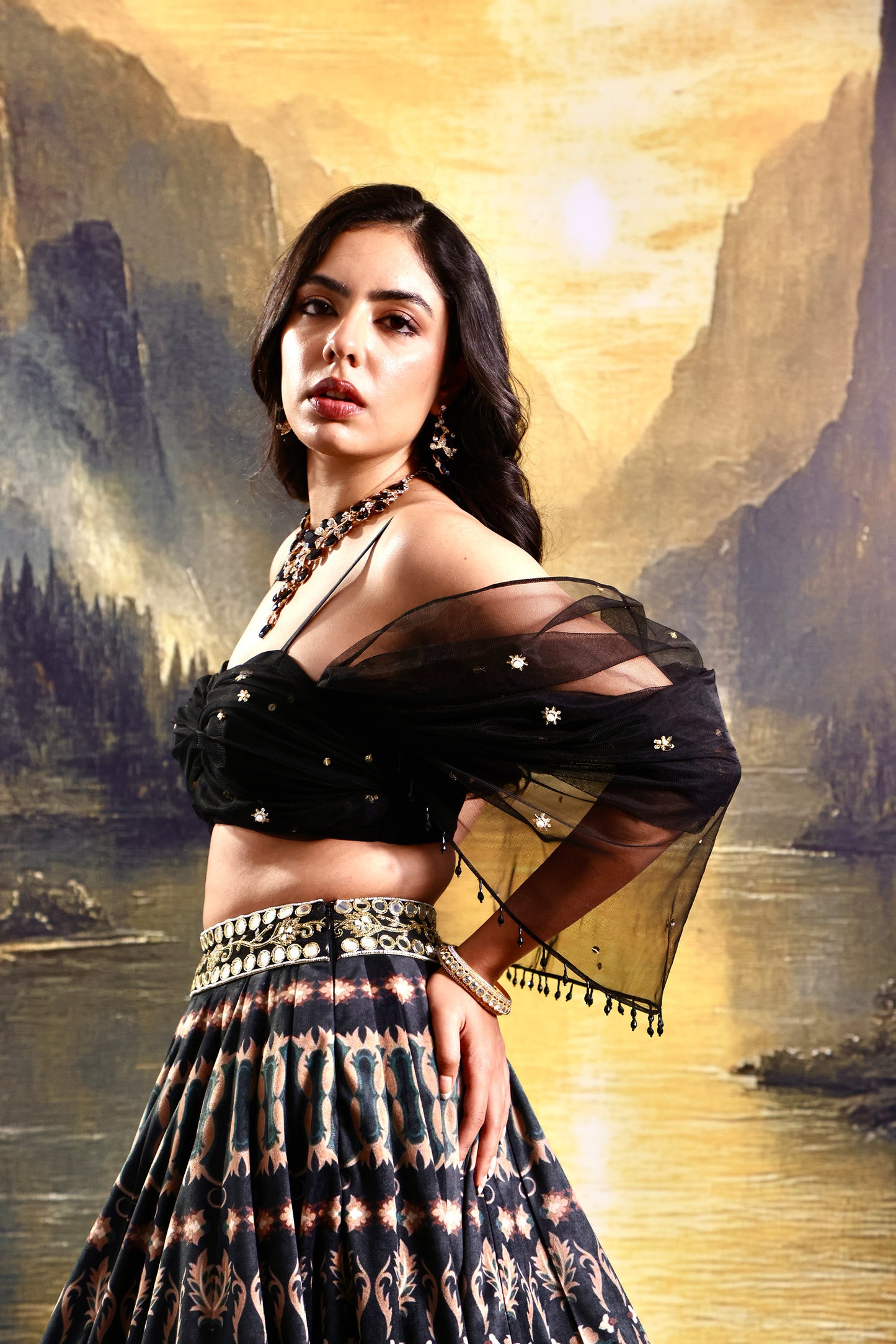 Black Jeeya lehnaga set