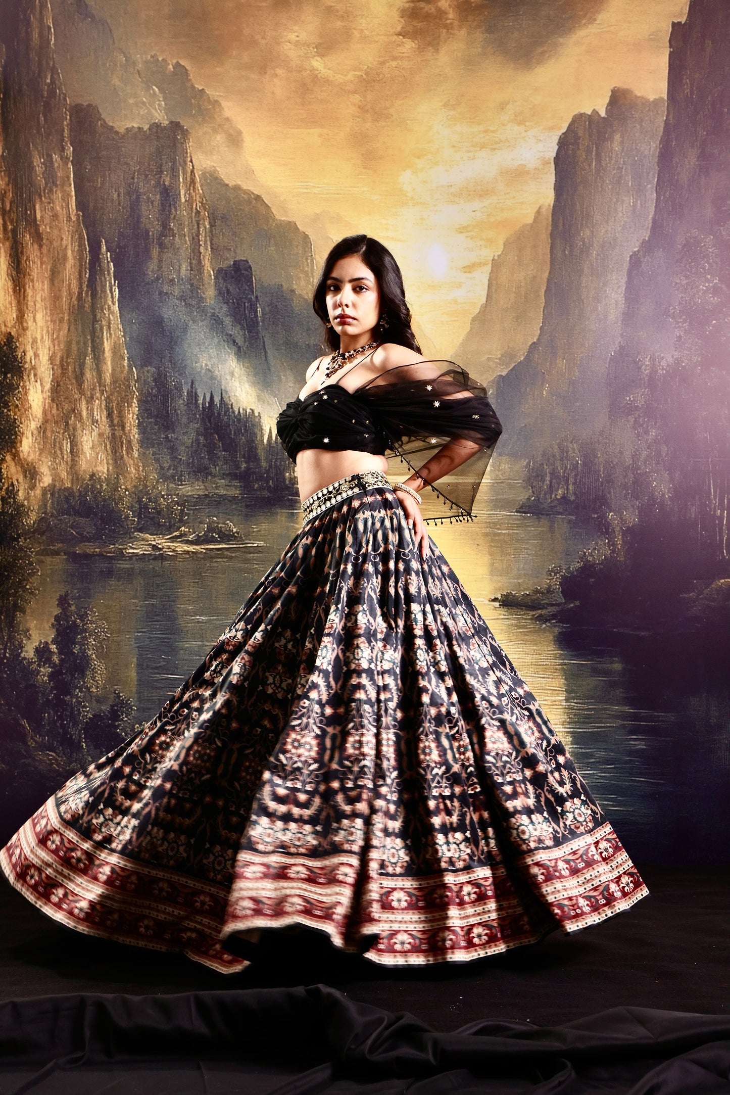 Black Jeeya lehnaga set