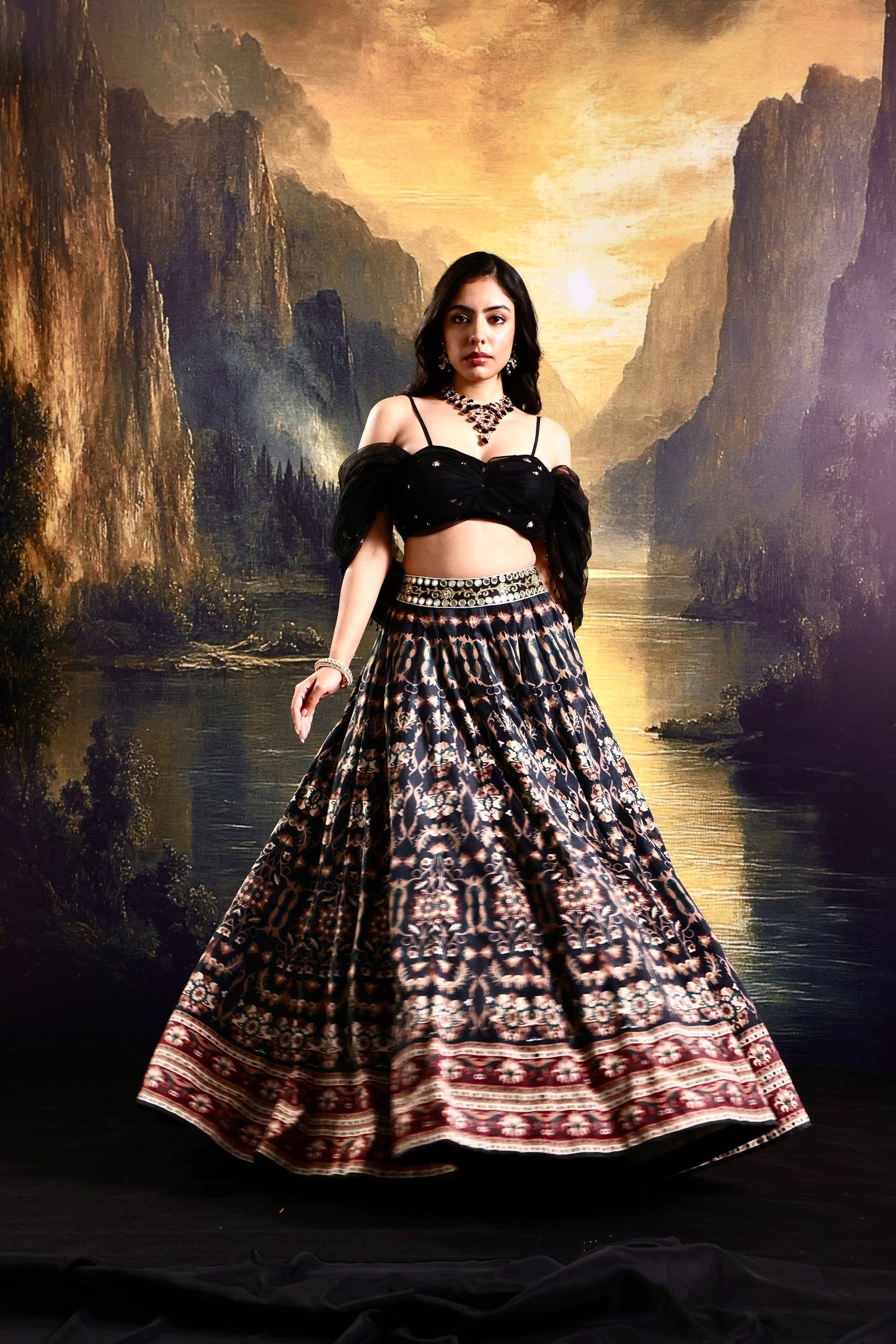 Black Jeeya lehnaga set