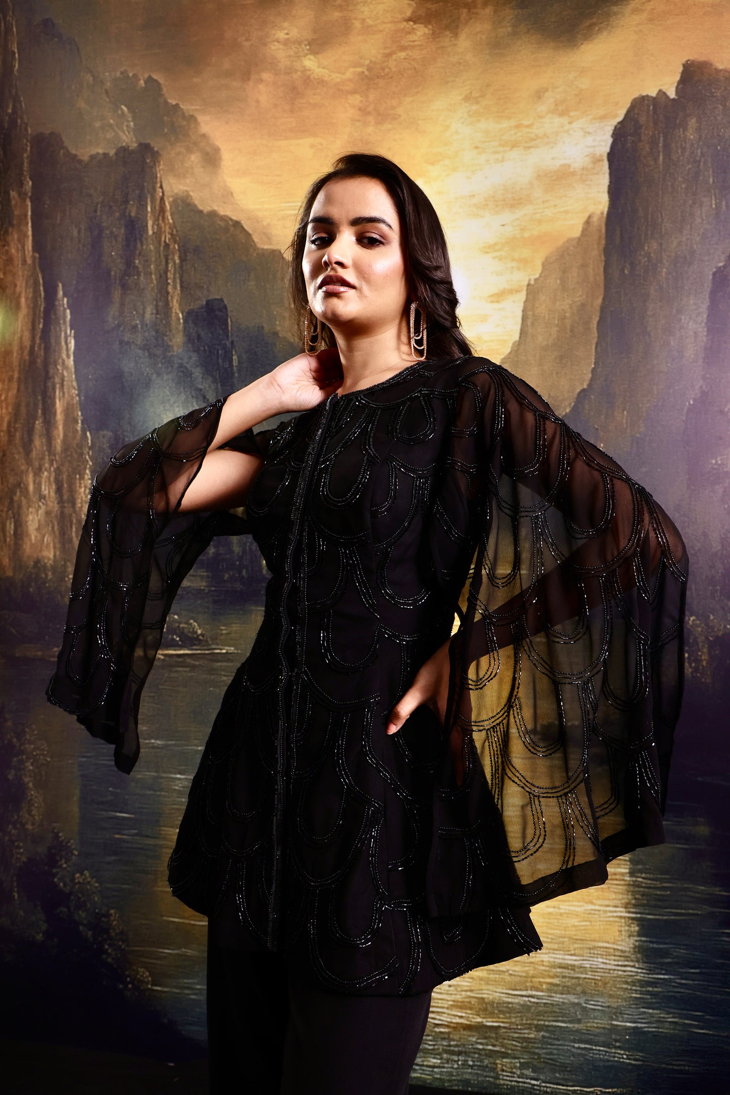 Black Rasha sharara set