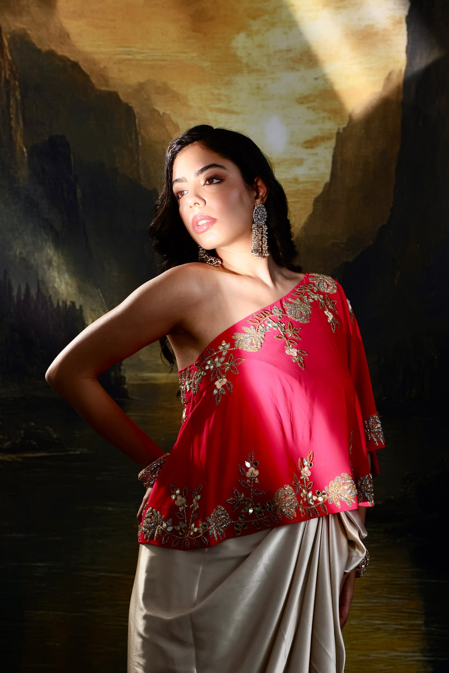 Gold and pink Gulaab skirt set