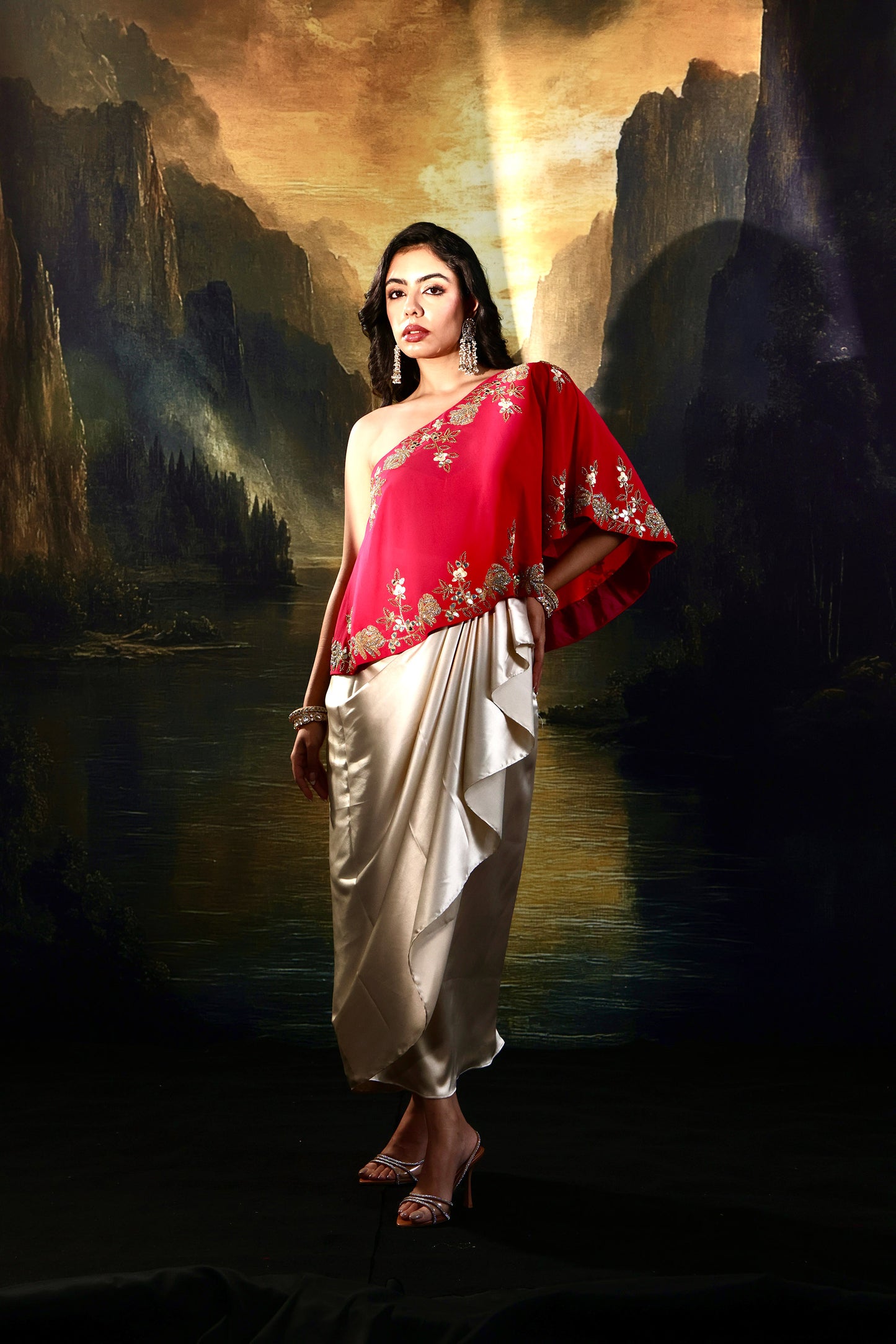 Gold and pink Gulaab skirt set