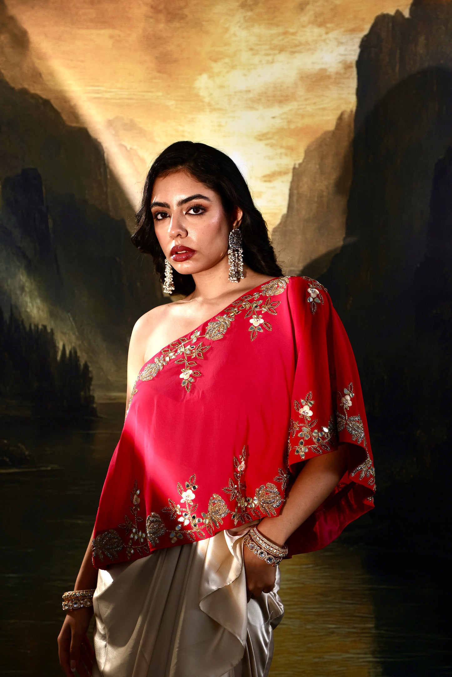 Gold and pink Gulaab skirt set