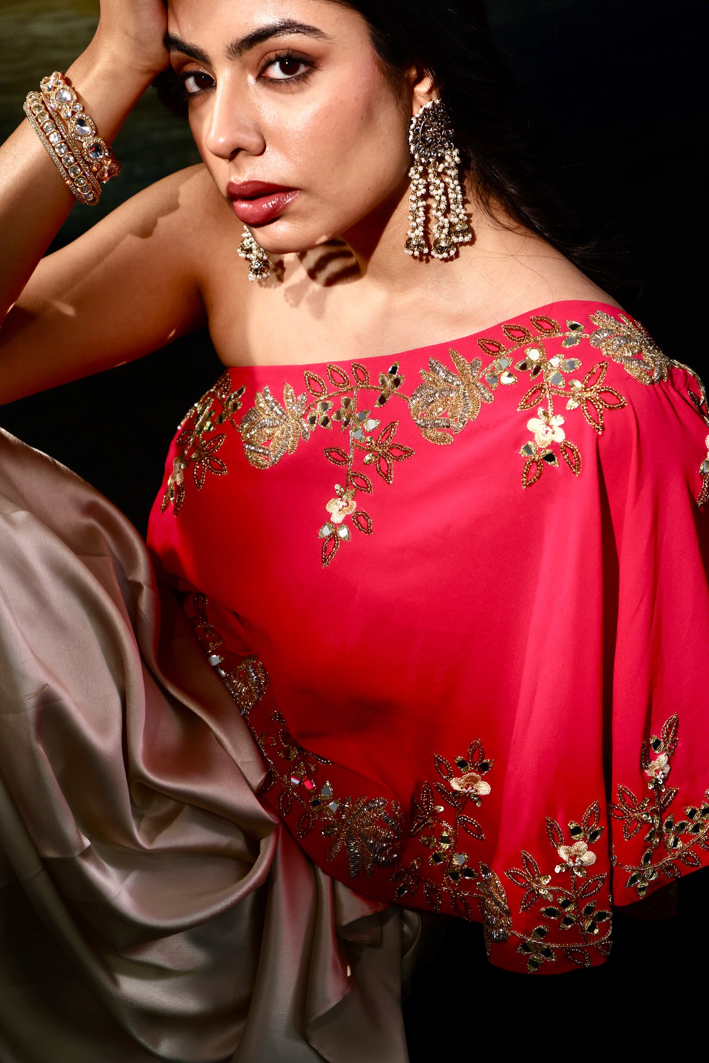 Gold and pink Gulaab skirt set