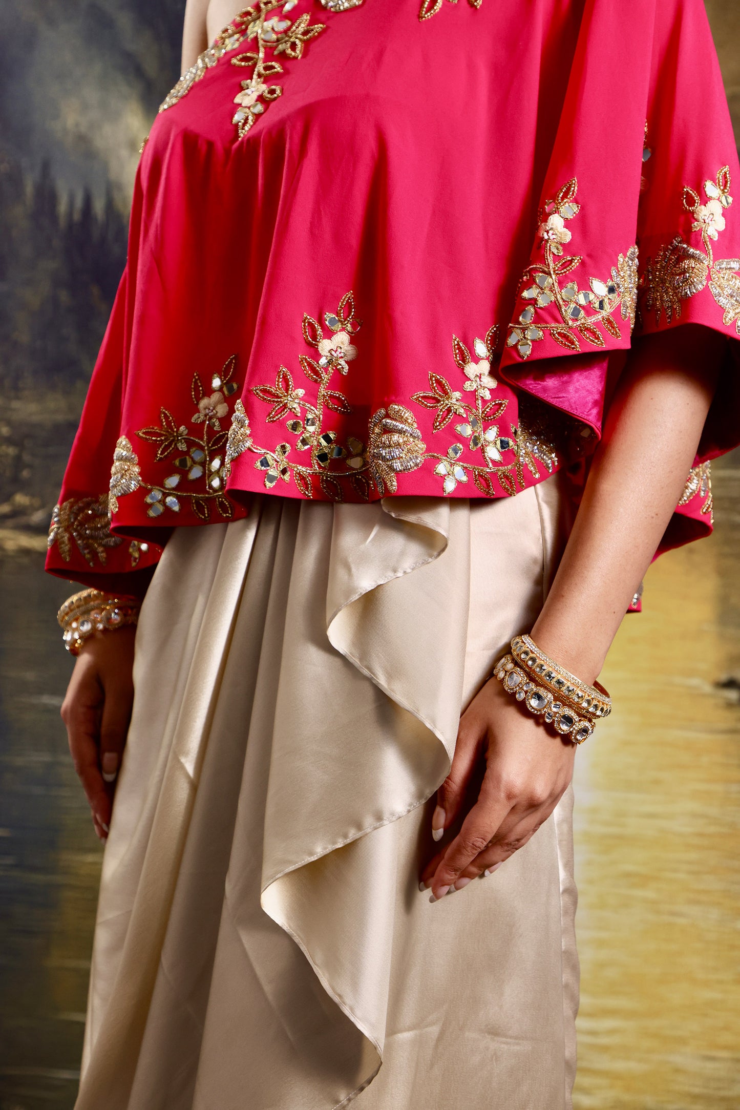 Gold and pink Gulaab skirt set
