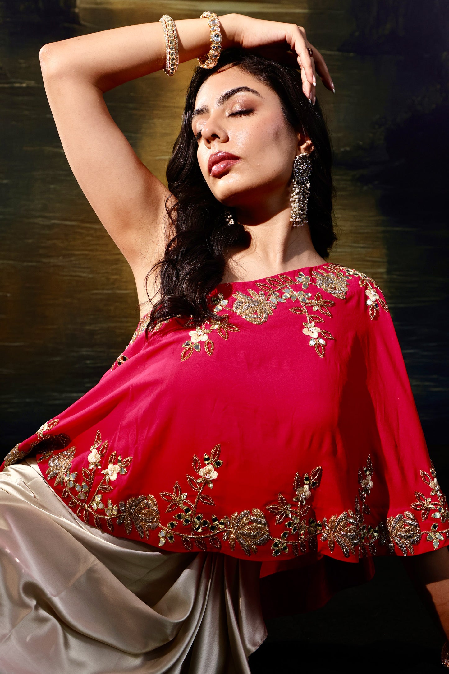 Gold and pink Gulaab skirt set