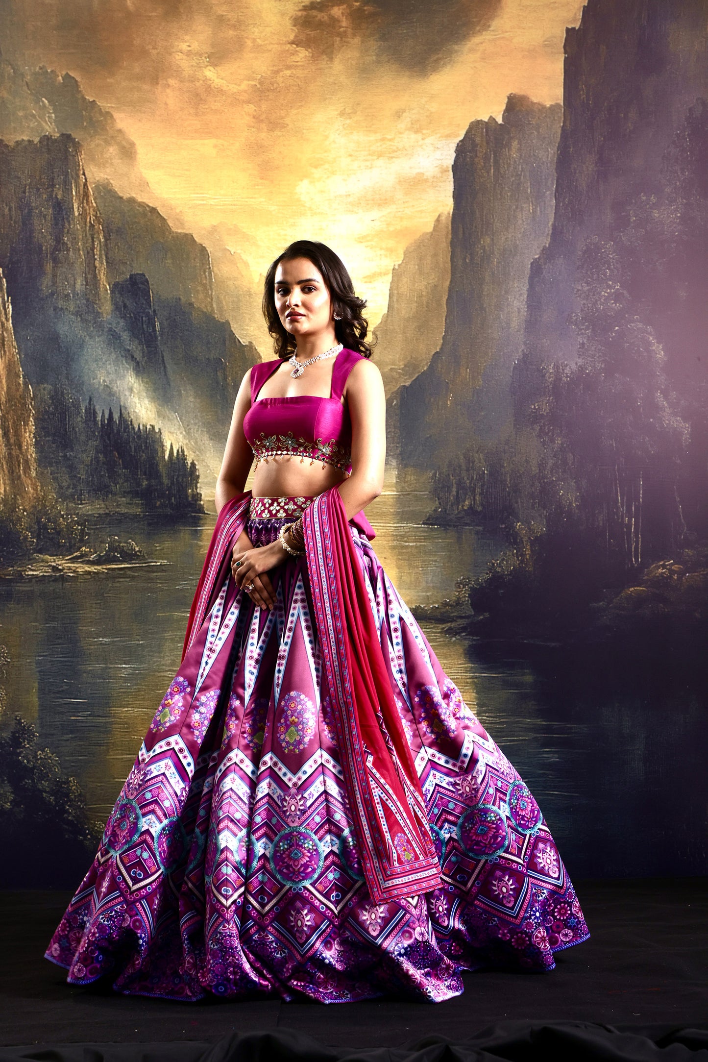 Magenta Jamila lehenga set