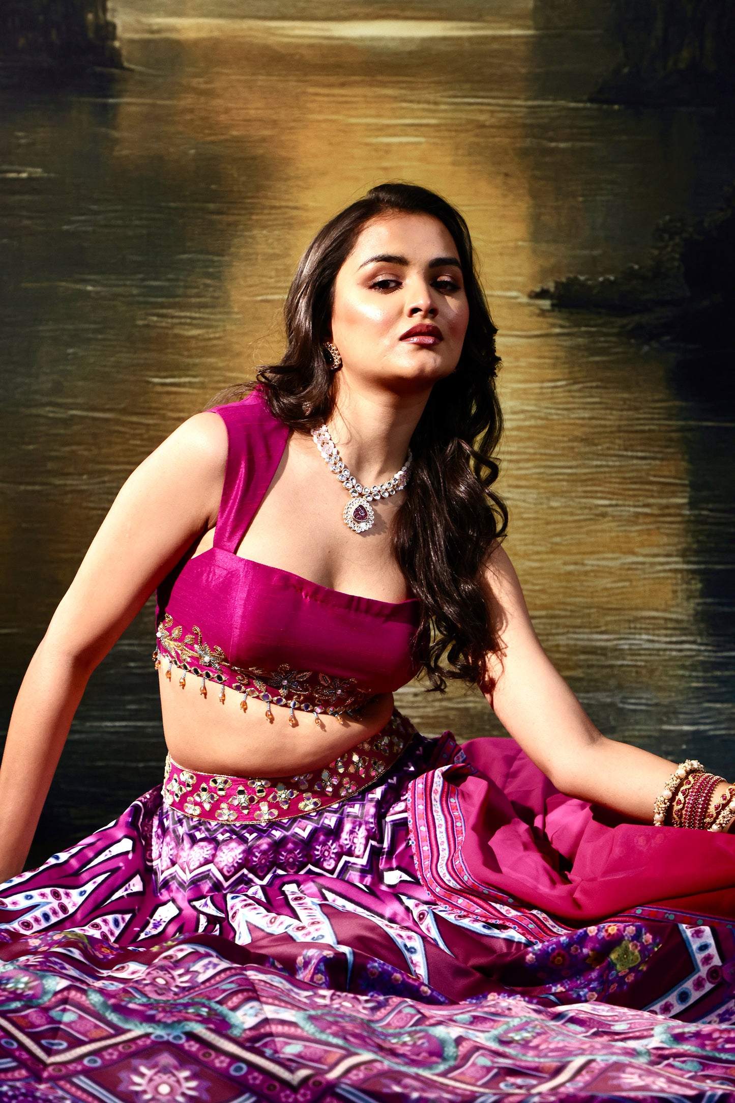 Magenta Jamila lehenga set