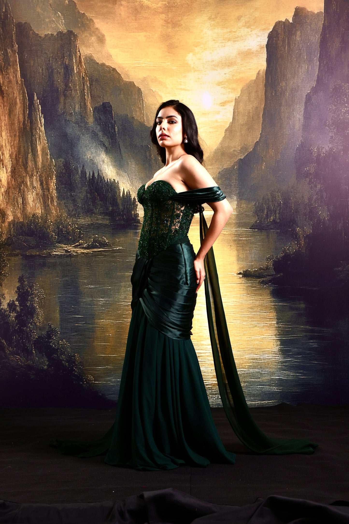 Green Amber Designer gown