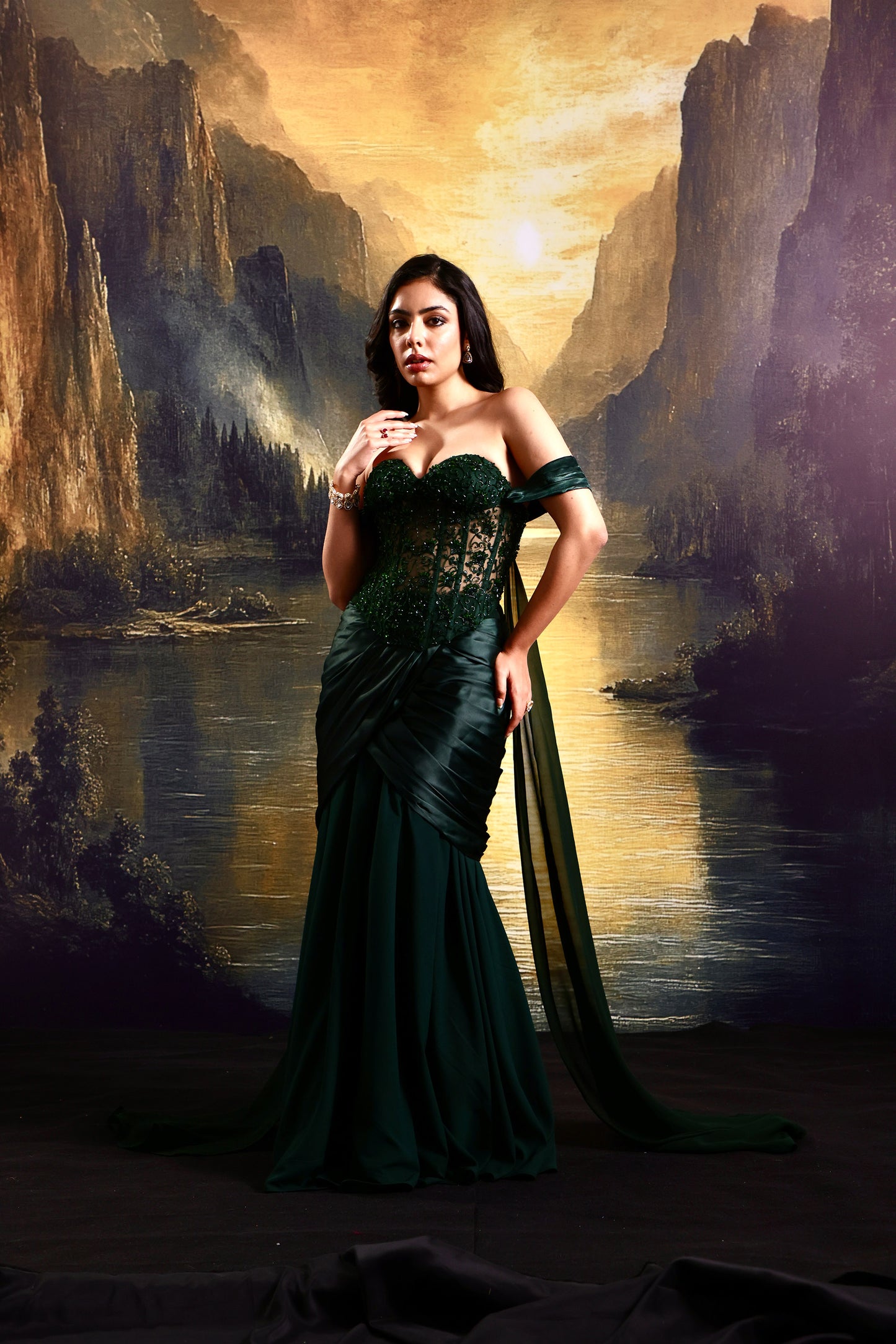 Green Amber Designer gown