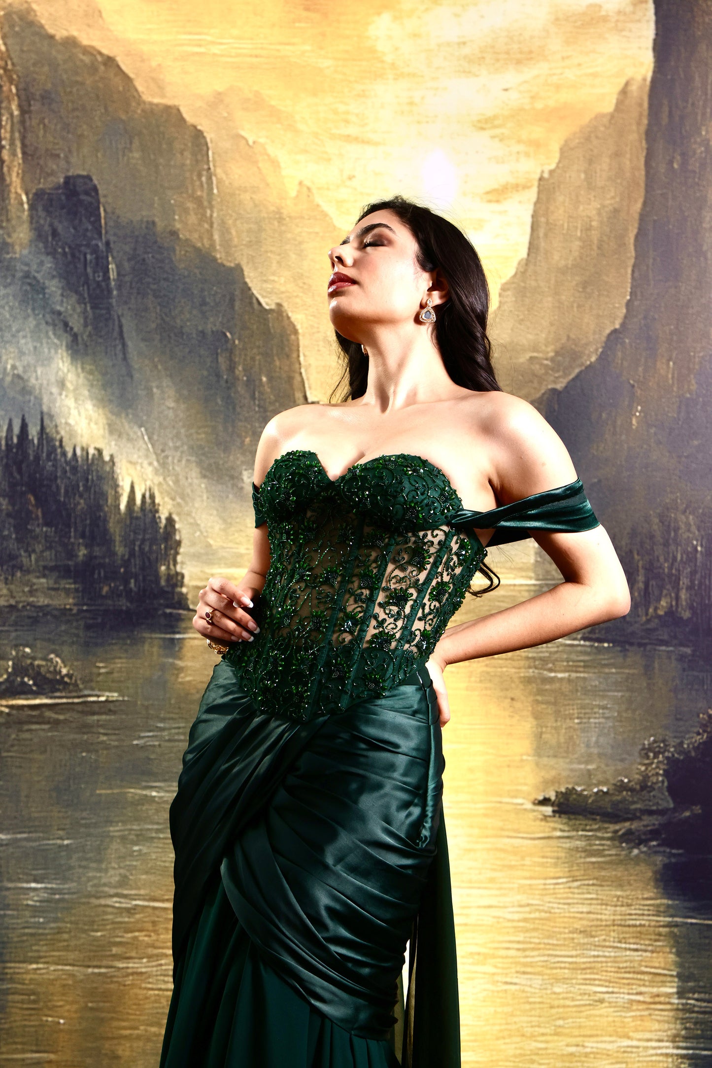 Green Amber Designer gown