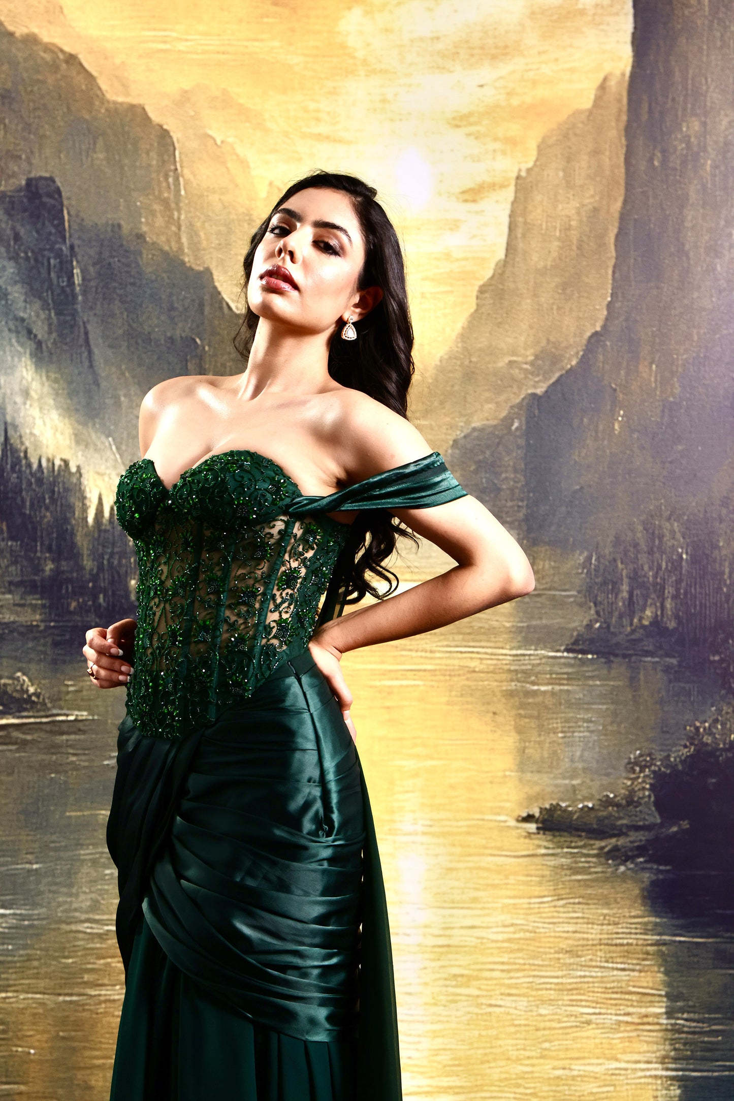 Green Amber Designer gown