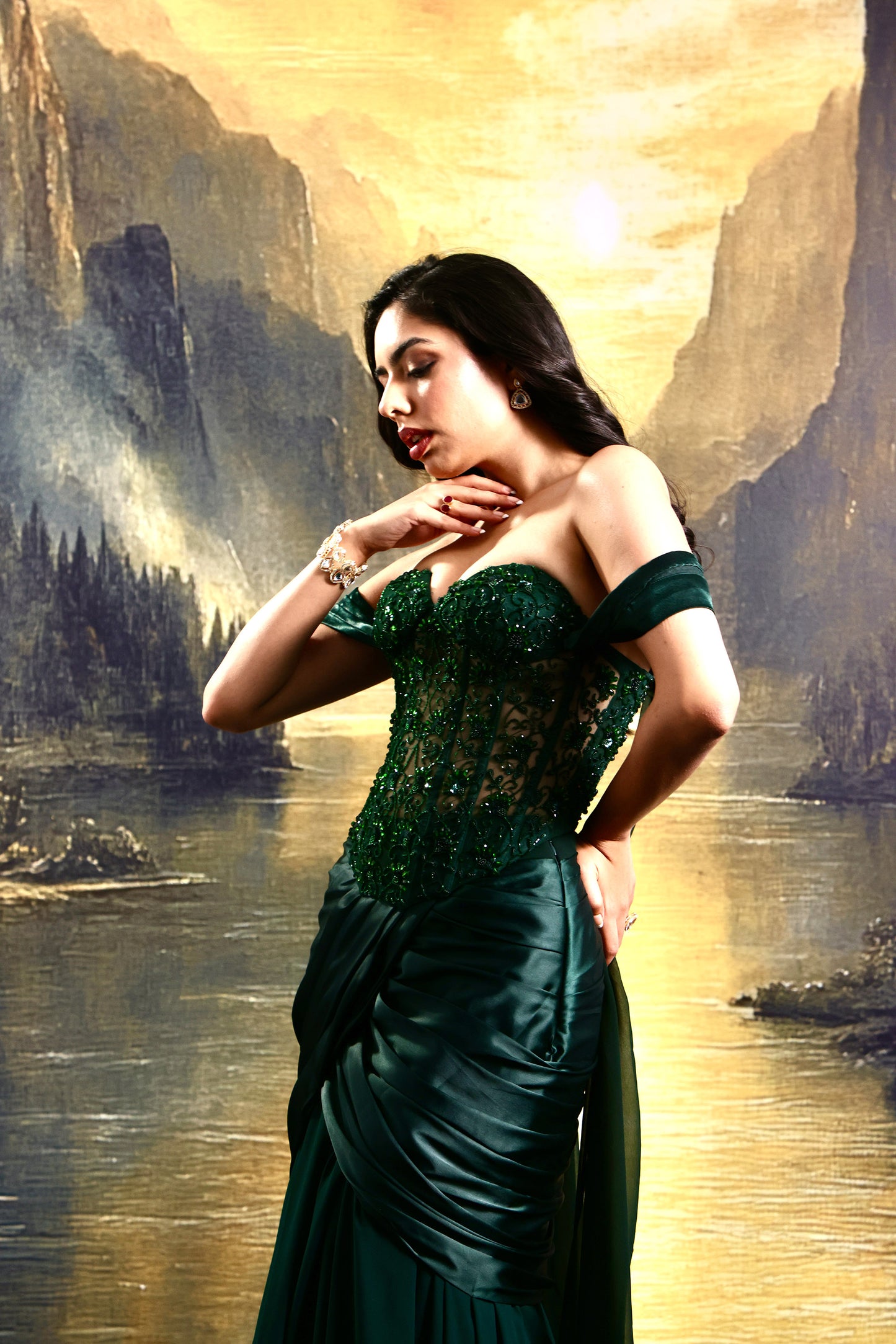 Green Amber Designer gown