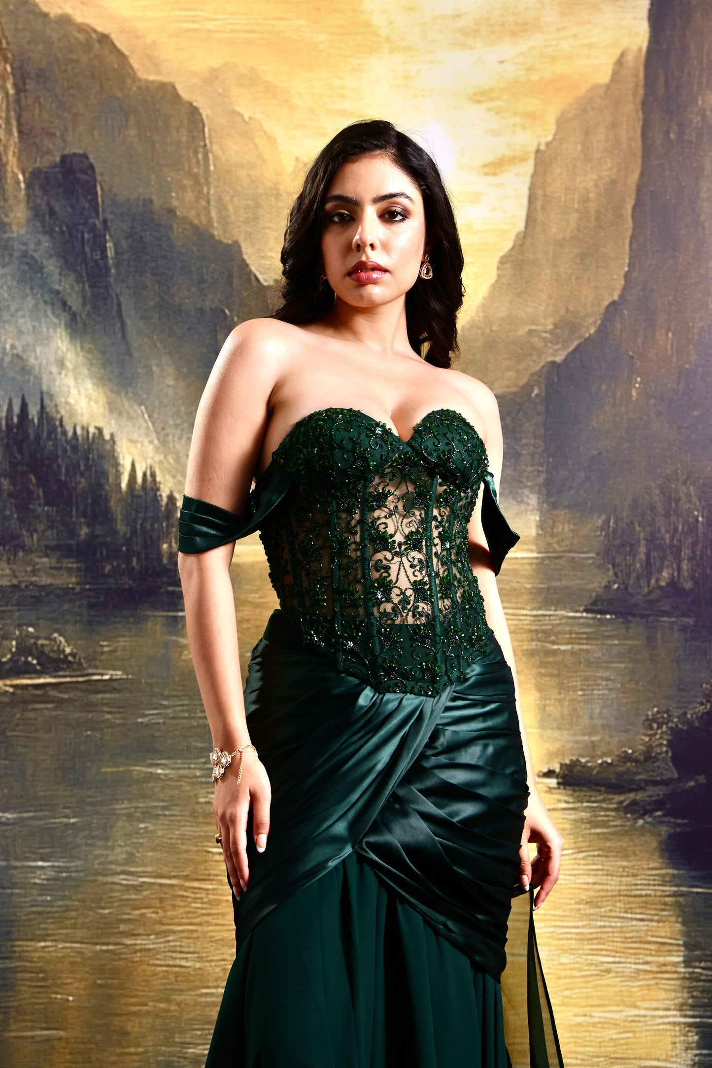 Green Amber Designer gown