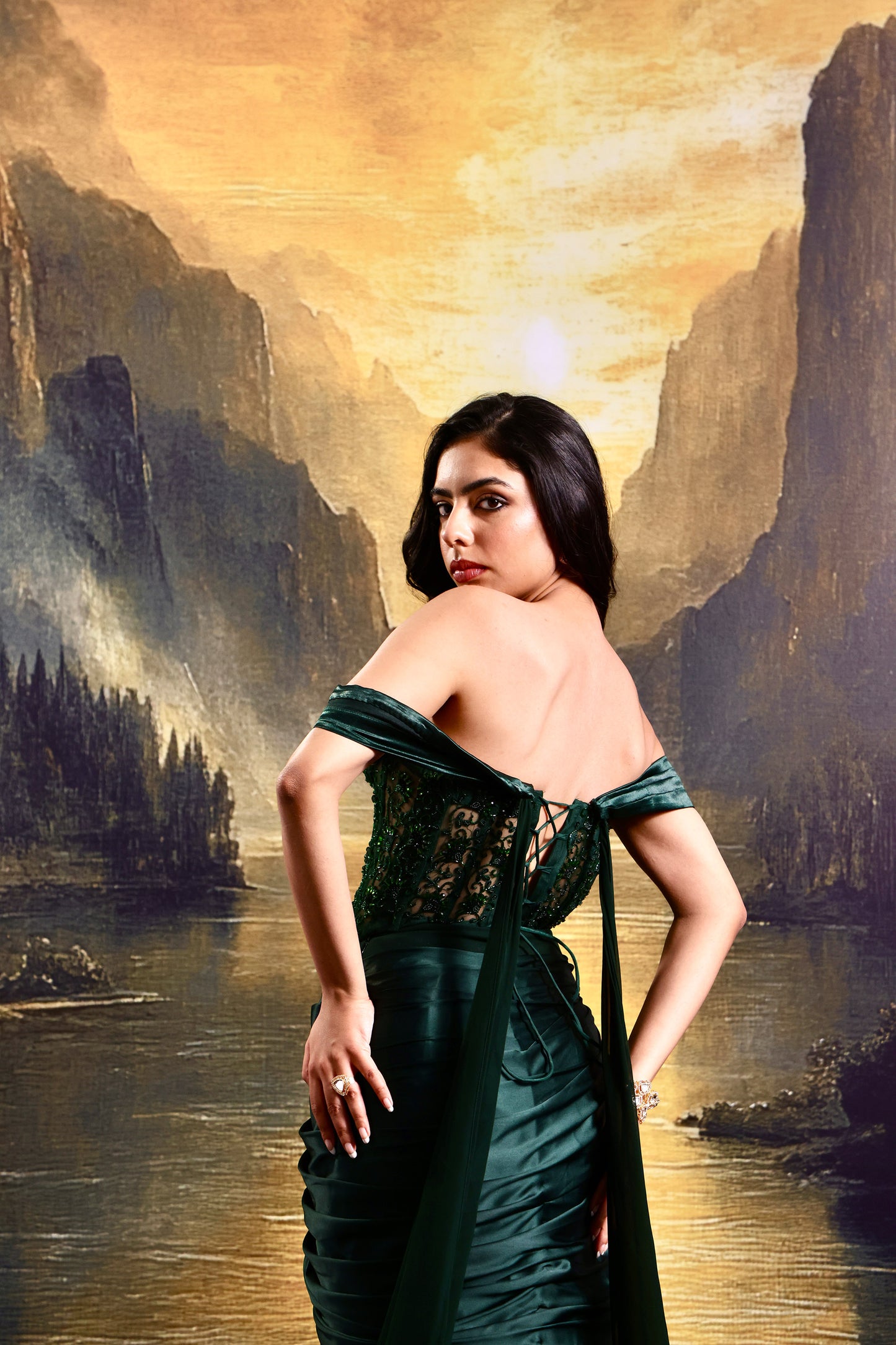 Green Amber Designer gown