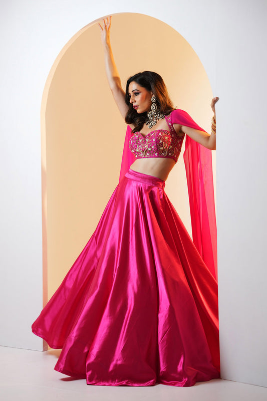 Pink Meera lehenga set