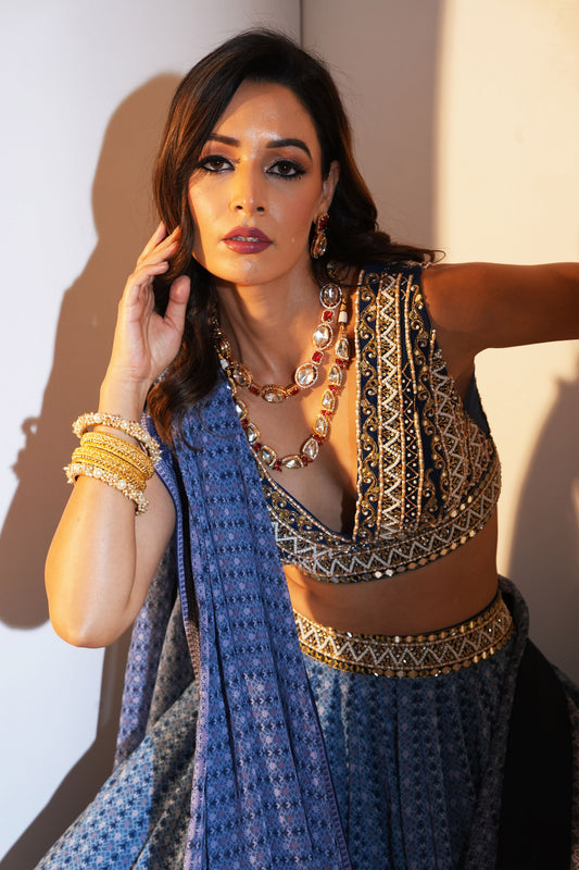 Blue Aastha lehenga set