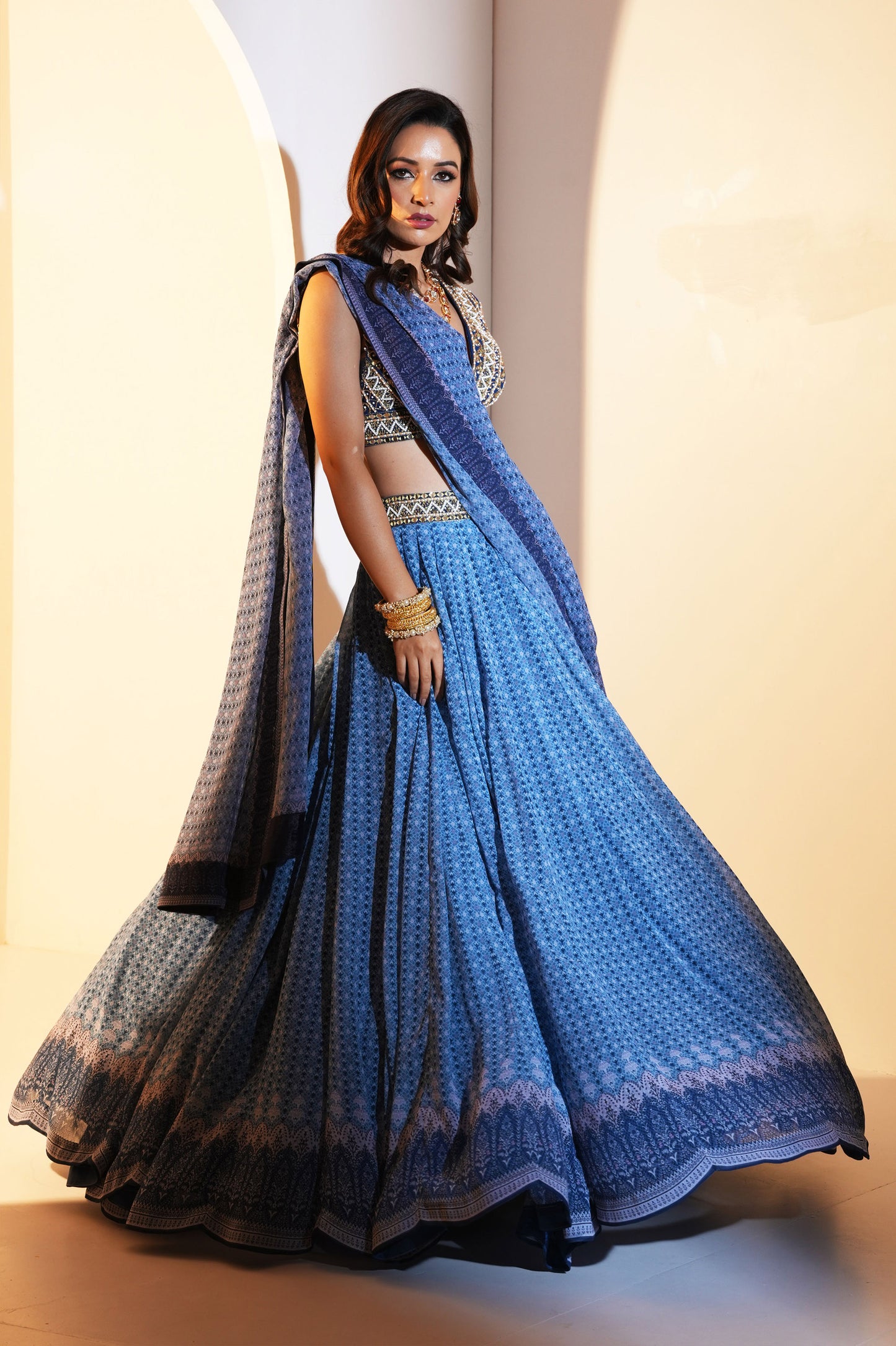 Blue Aastha lehenga set