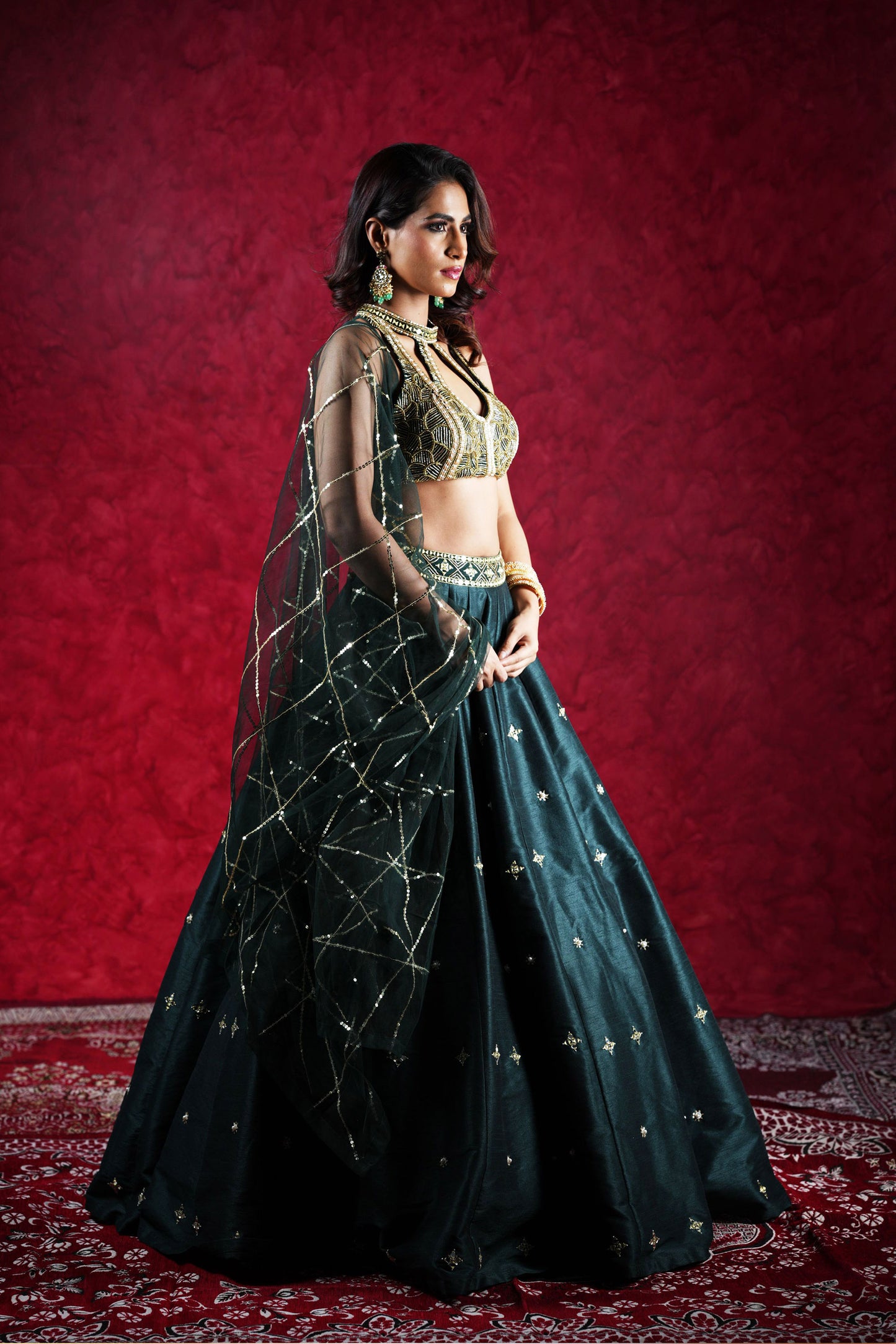 Green Jeeva lehenga set
