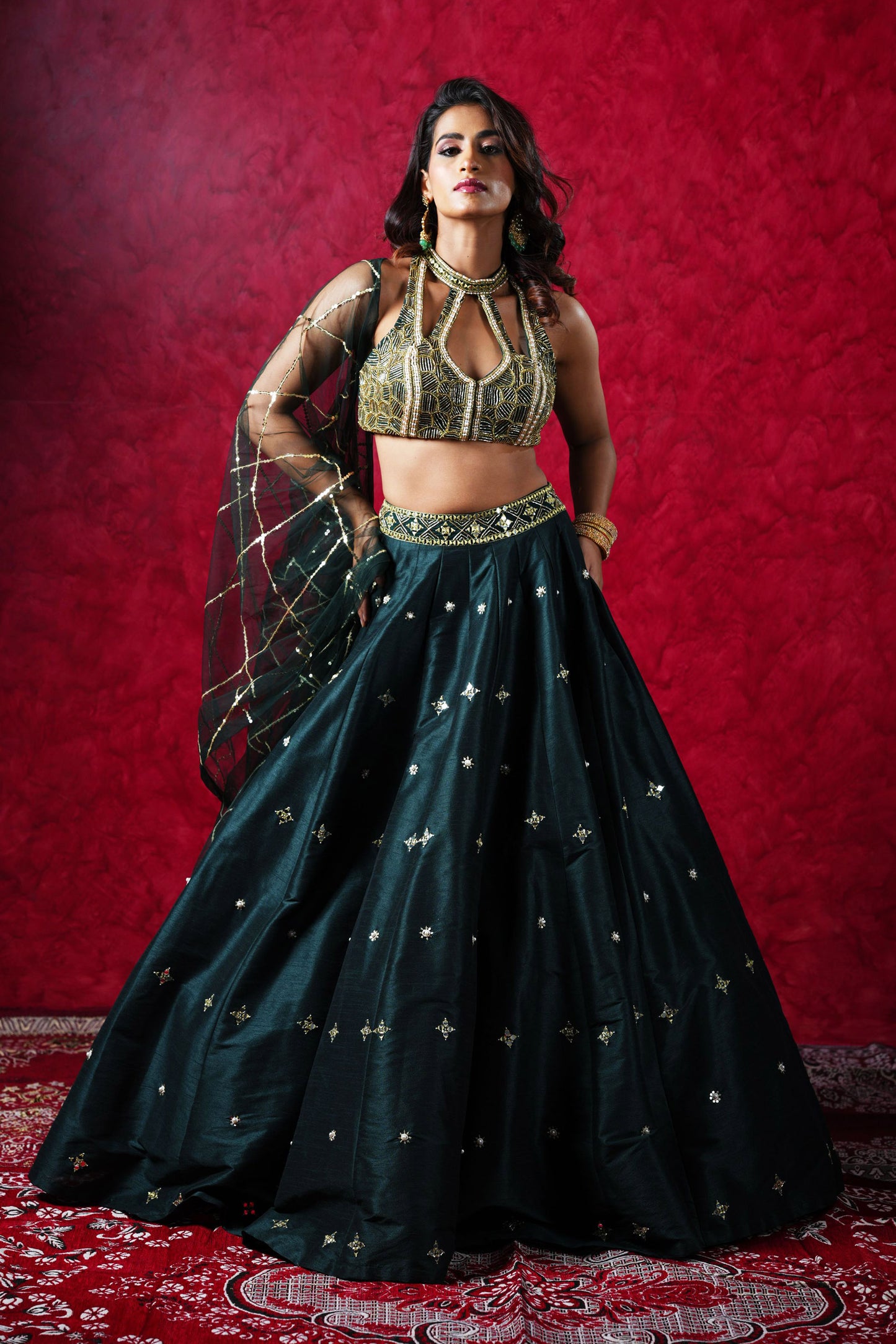 Green Jeeva lehenga set