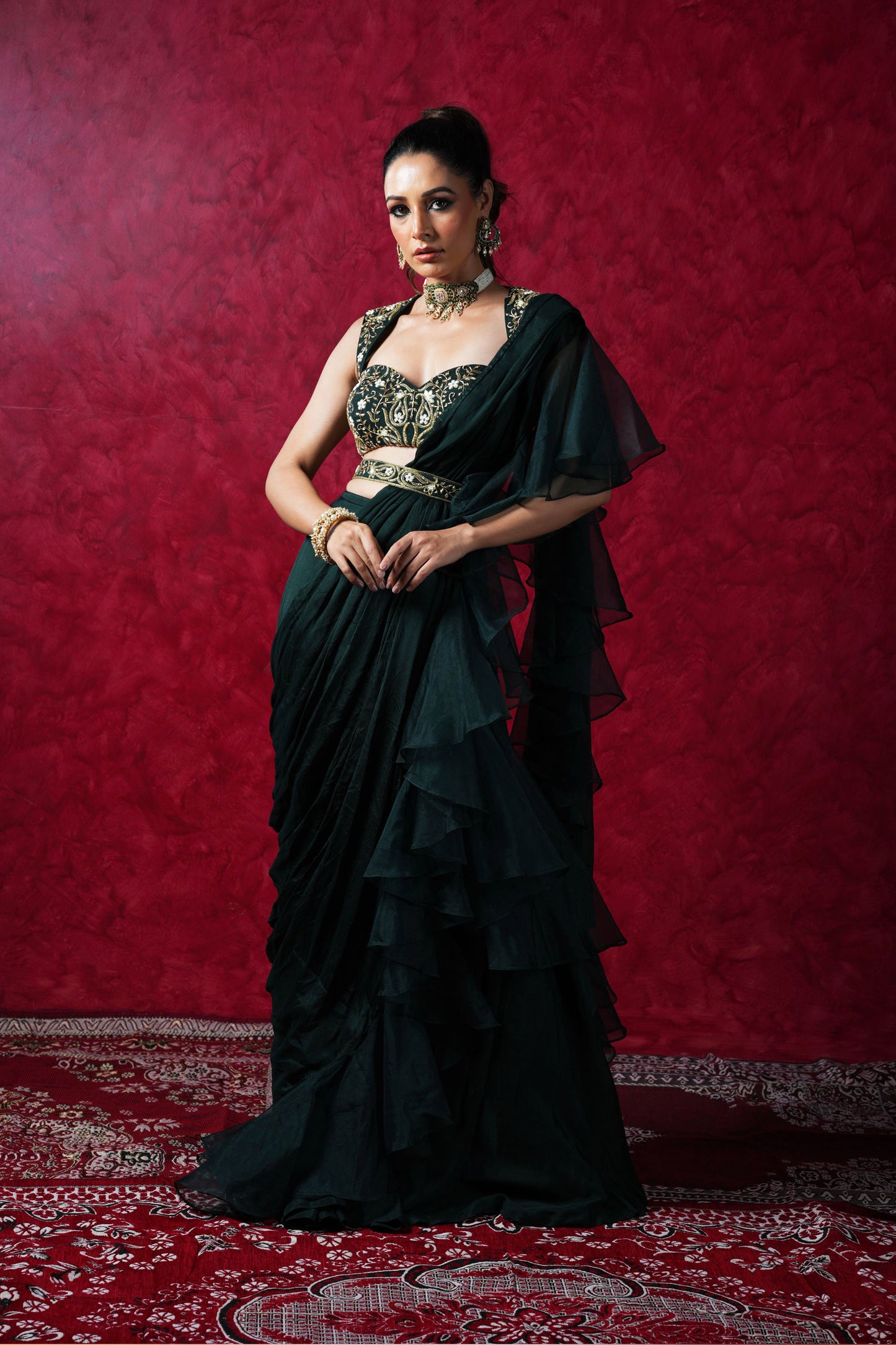 Green Lara saree set