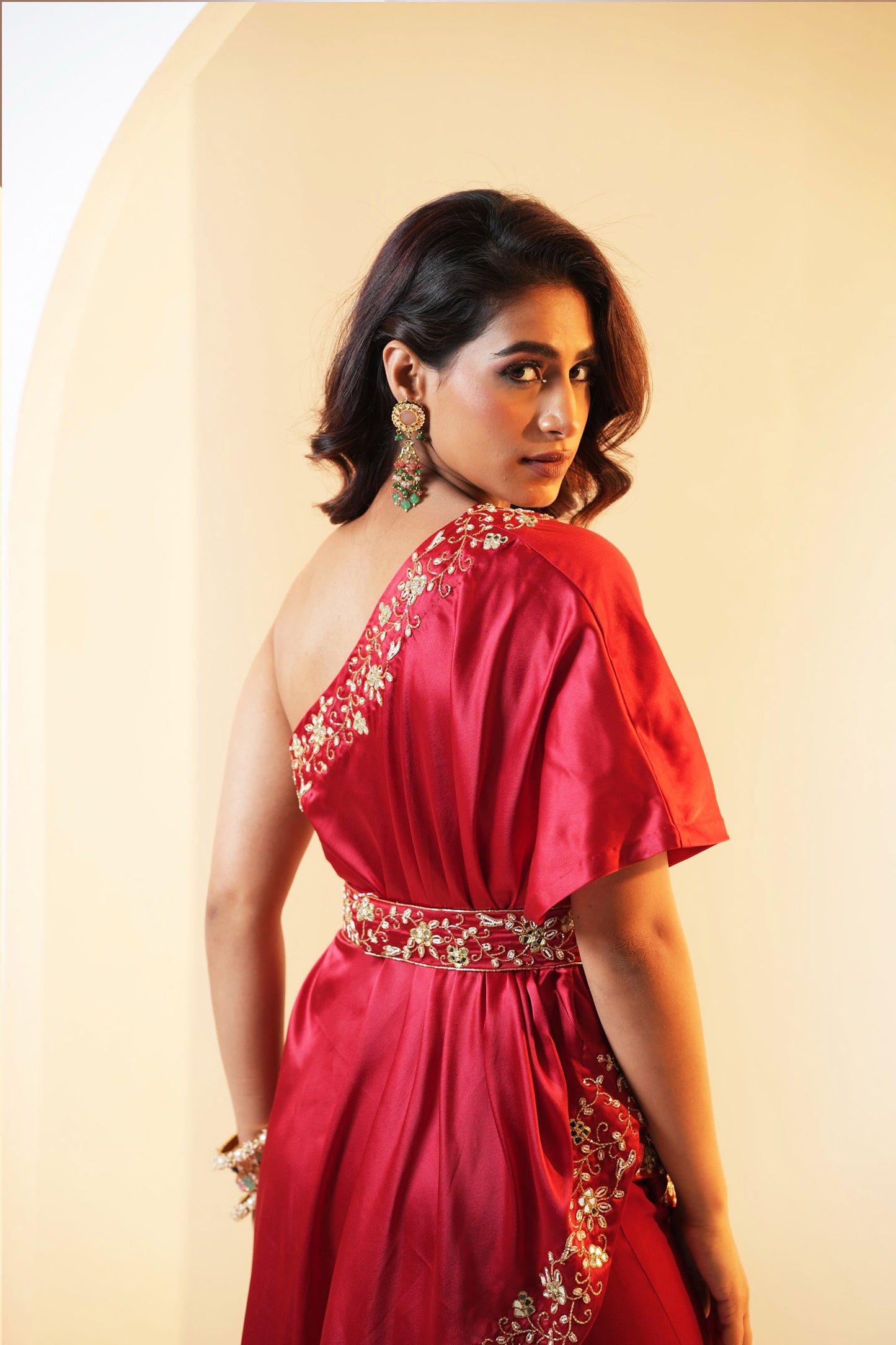 Maroon Seher cape set