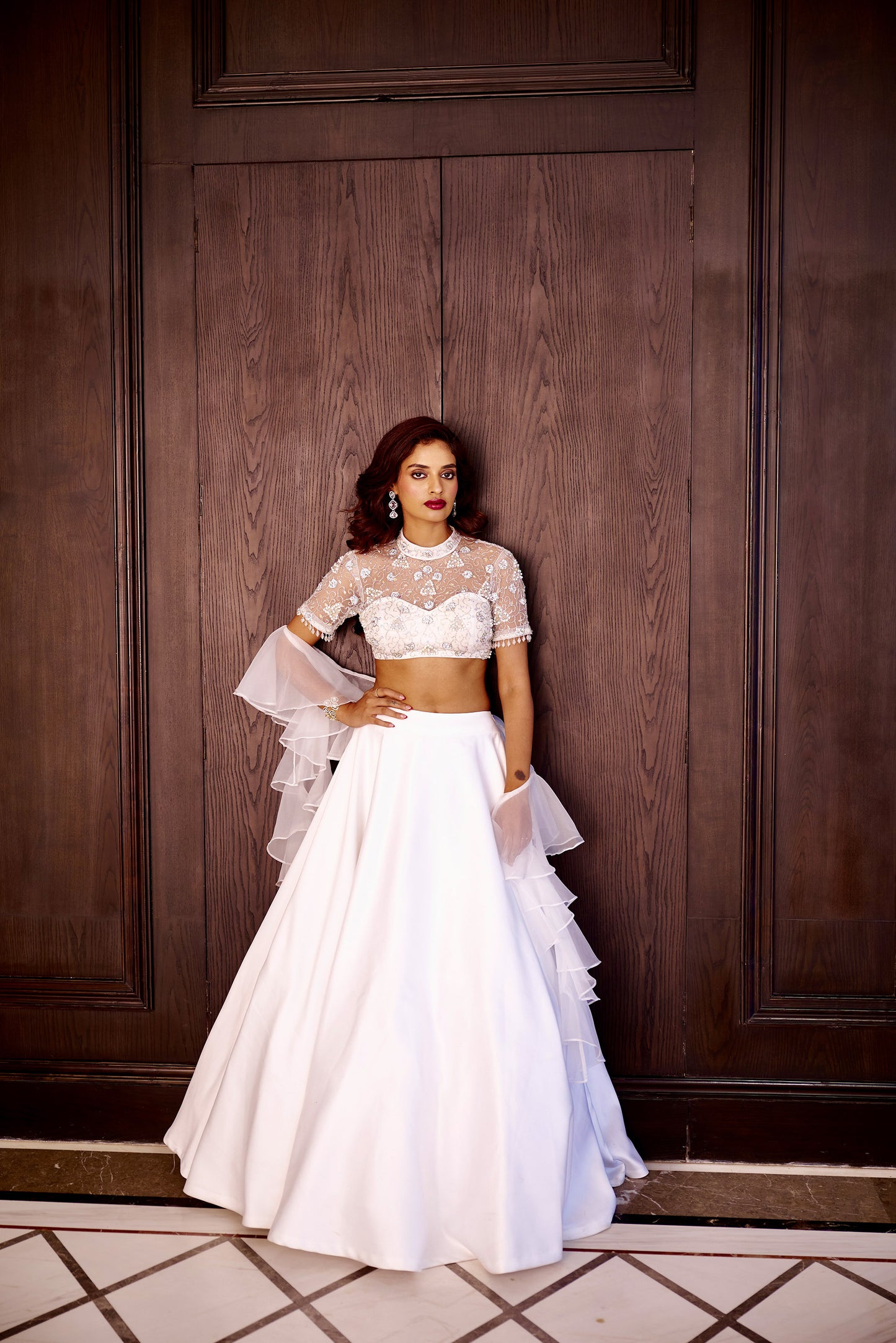 White Maheem lehenga set