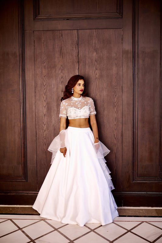 White Maheem lehenga set