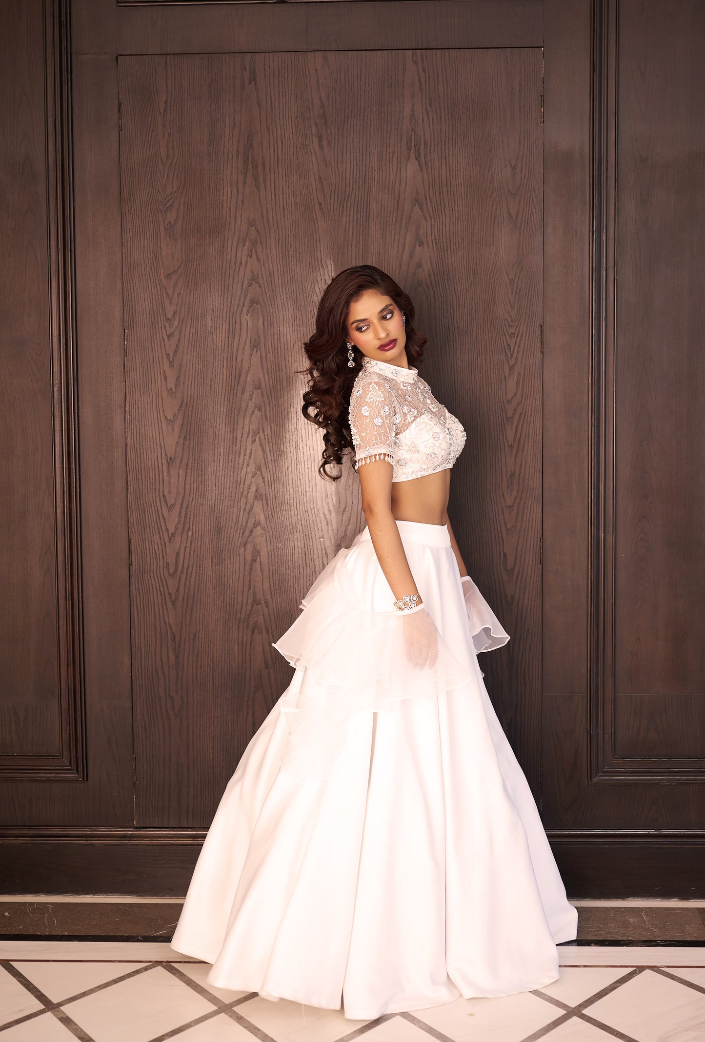 White Maheem lehenga set