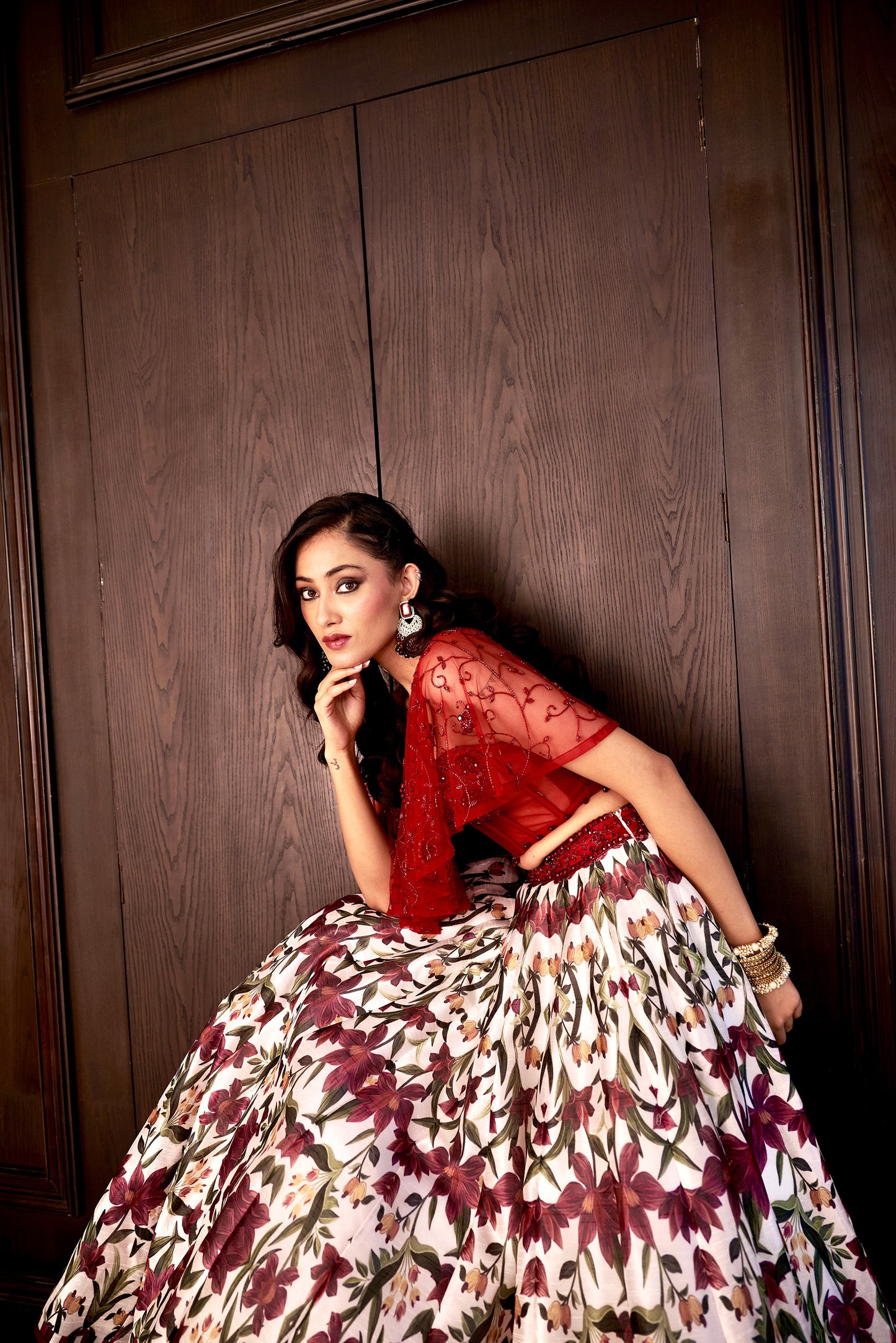Maroon Saanjh lehenga set