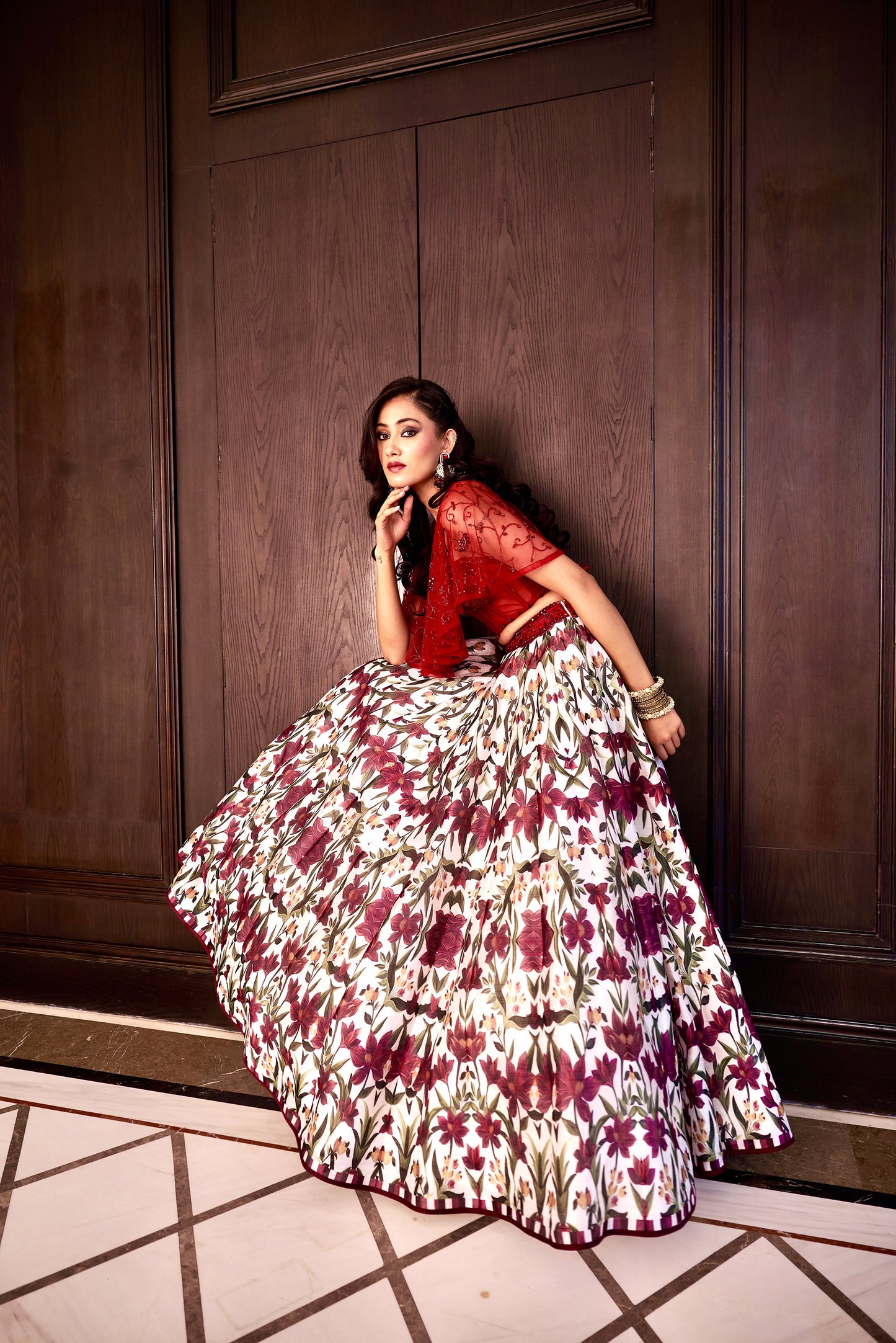 Maroon Saanjh lehenga set