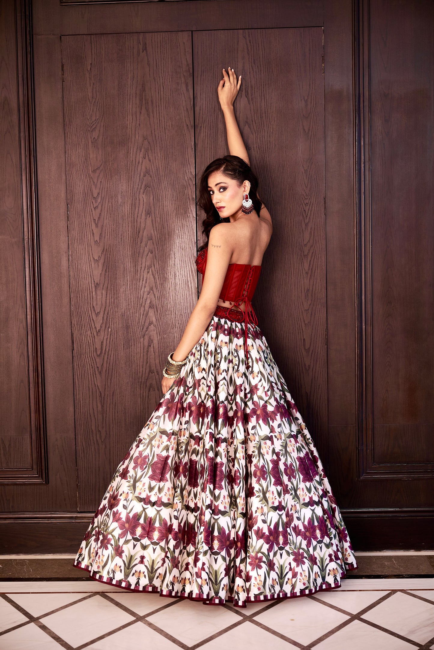 Maroon Saanjh lehenga set