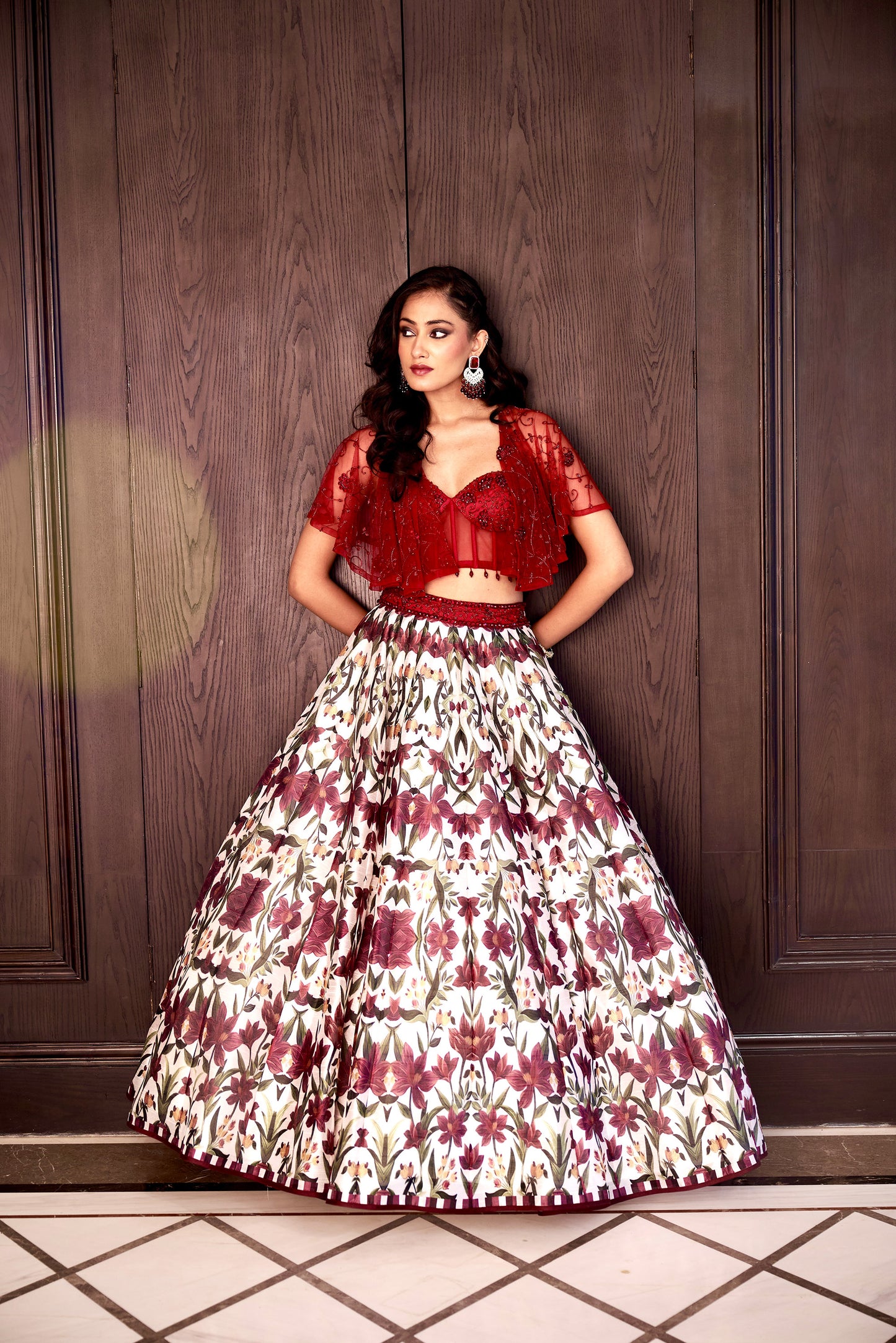 Maroon Saanjh lehenga set
