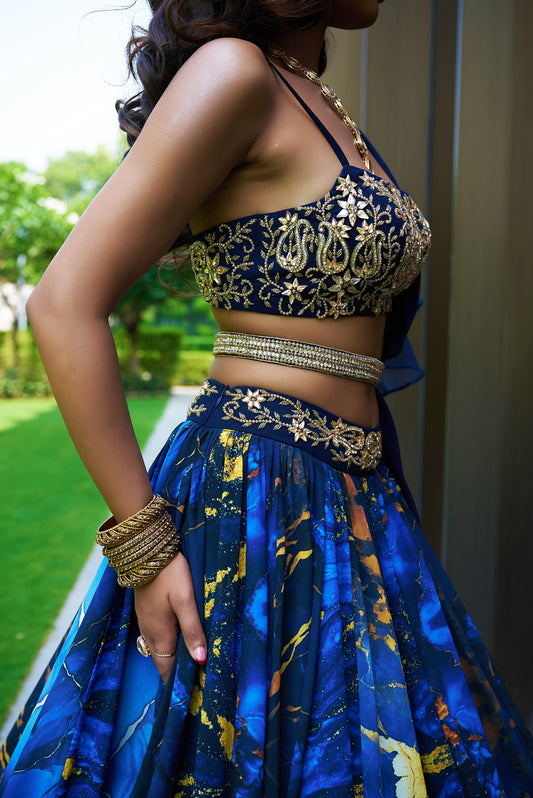Blue Messha lehenga set