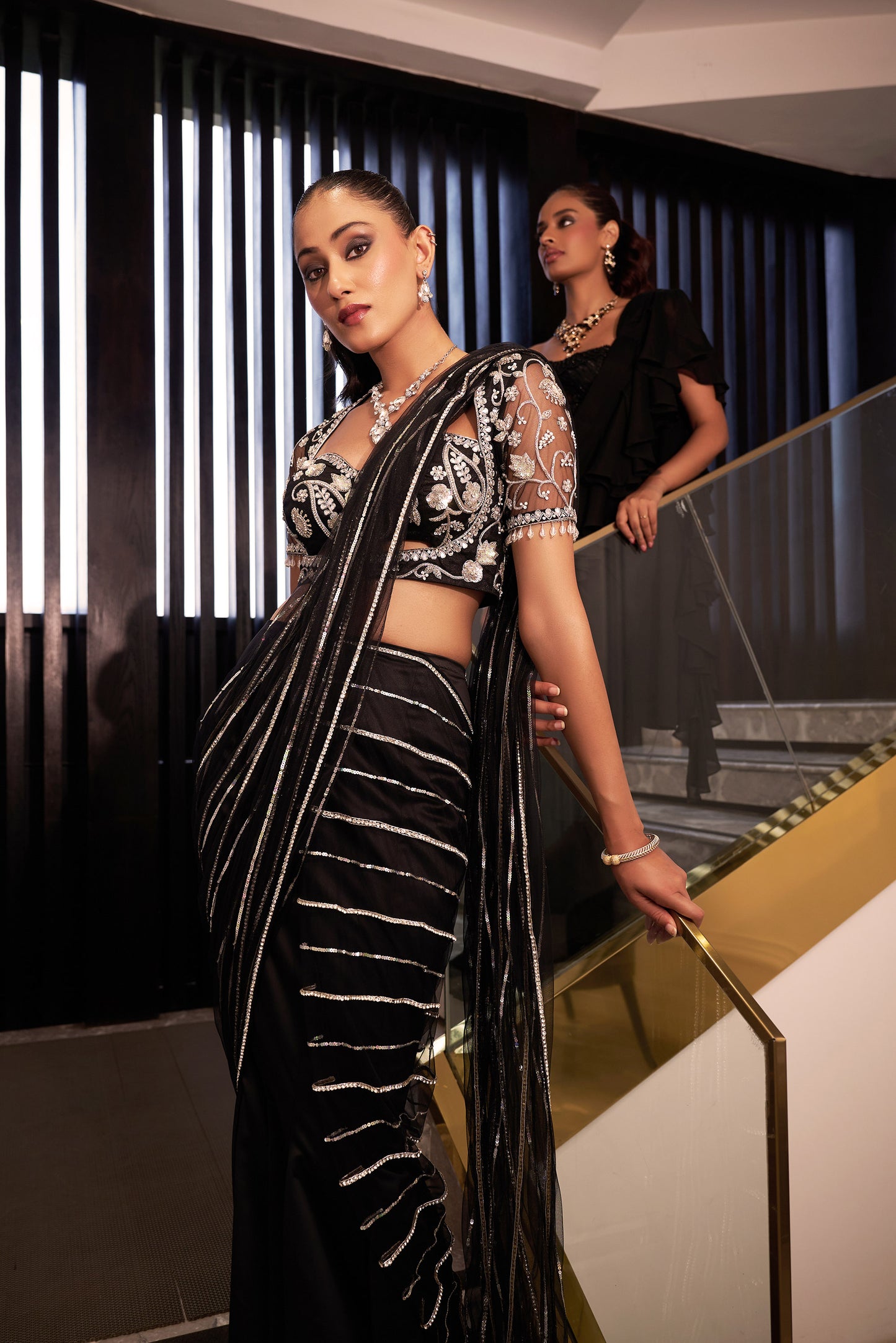 Black Lana saree set