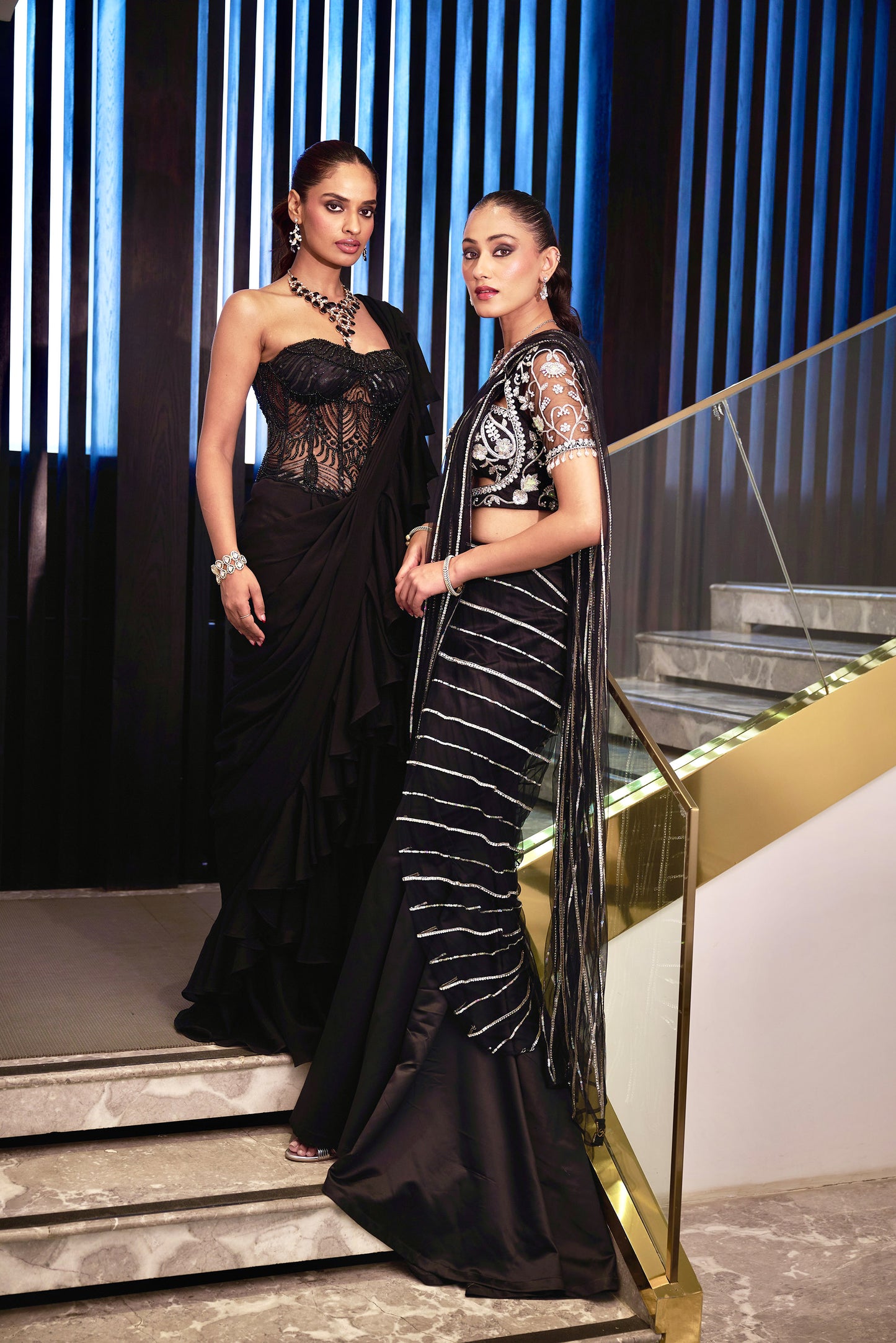 Black Lana saree set