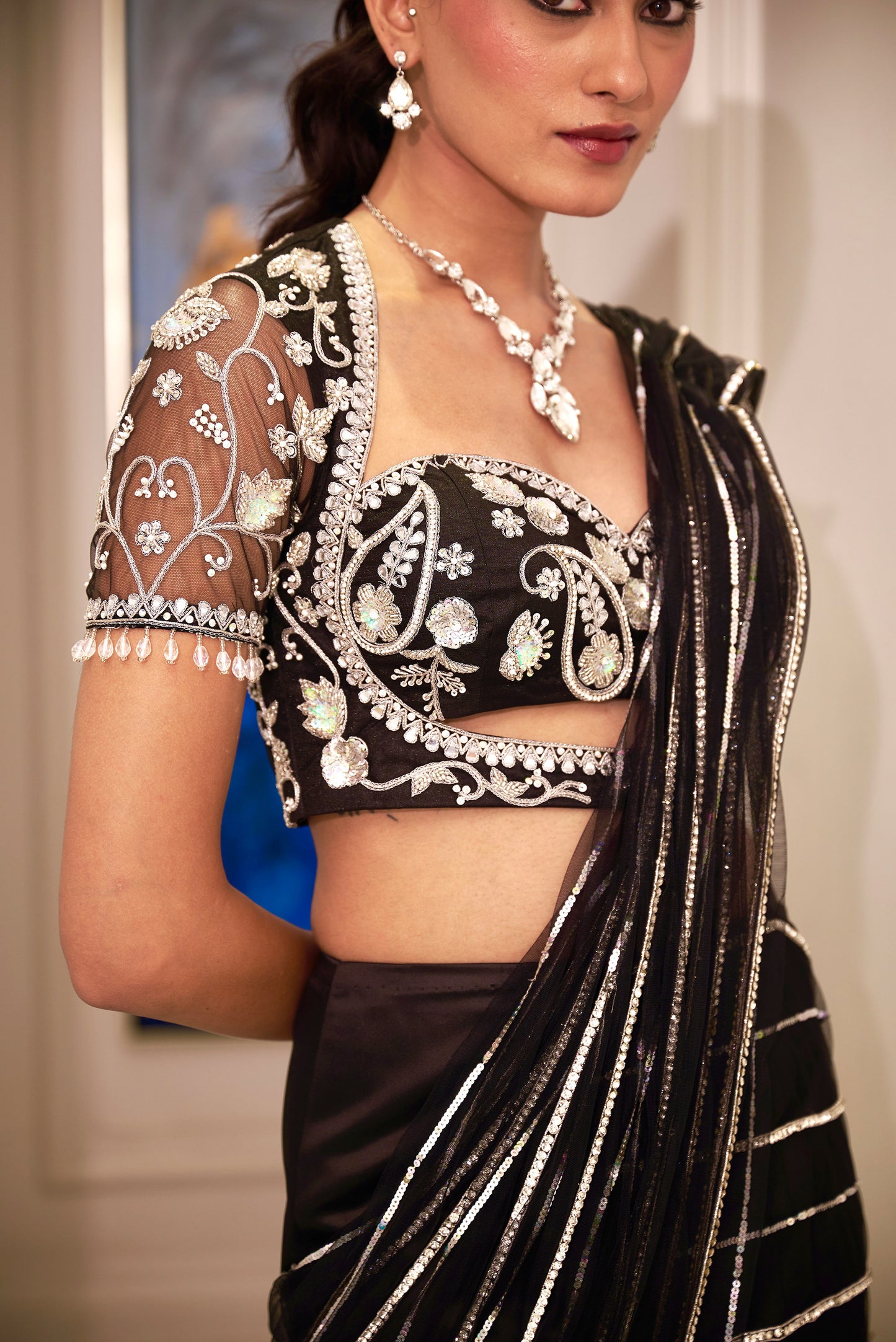 Black Lana saree set