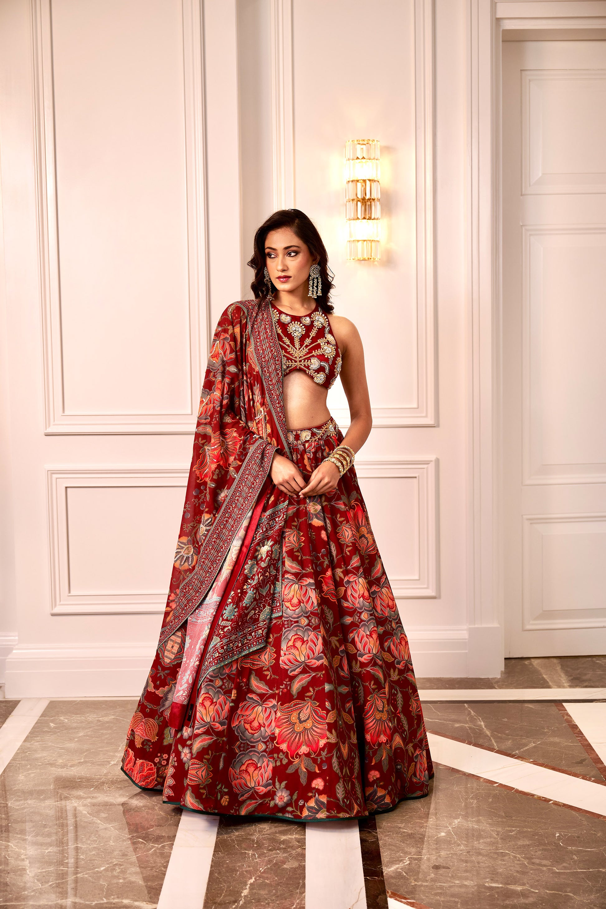 Maroon Naira lehenga set – Mohi fashion - Main Image