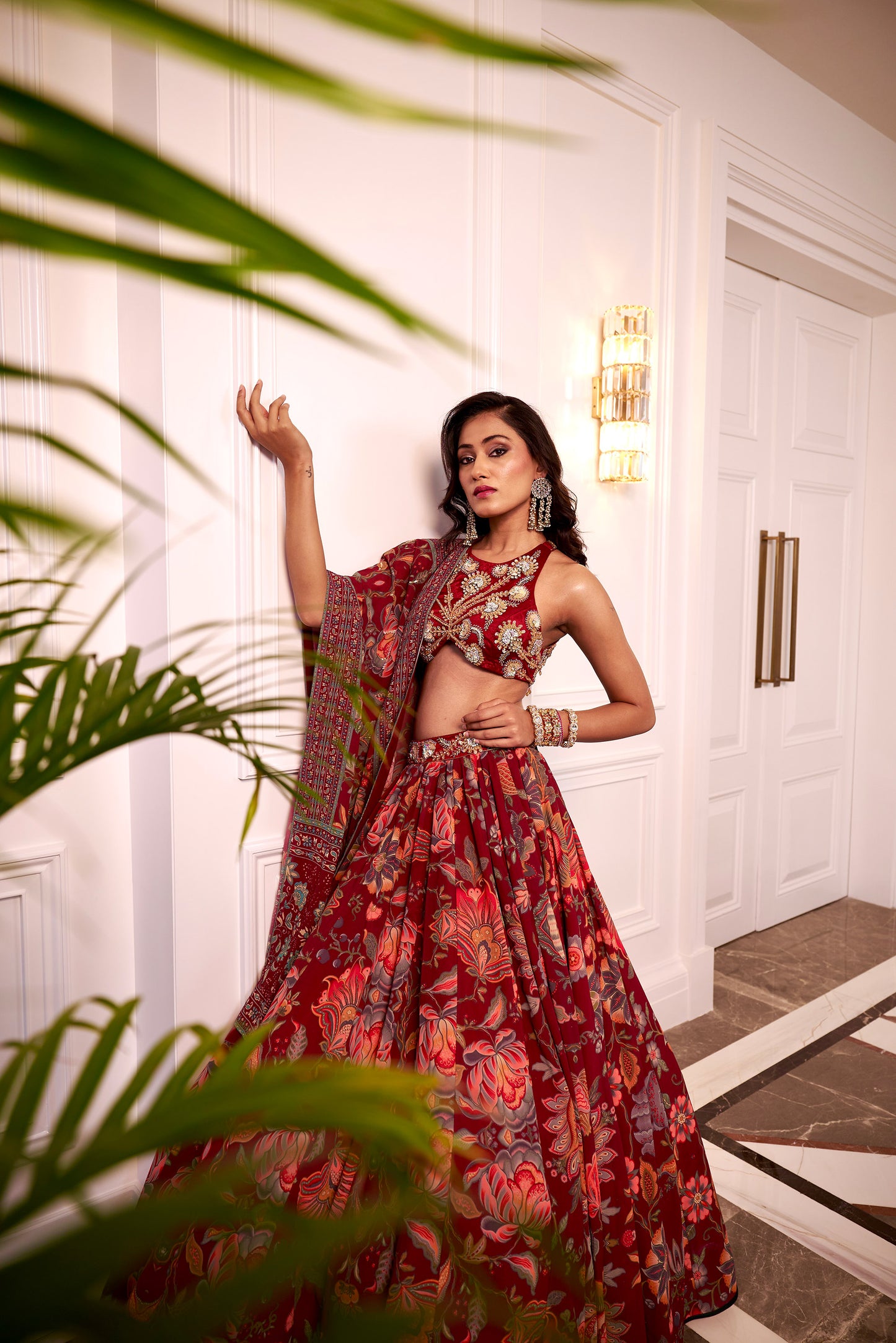 Maroon Naira lehenga set – Mohi fashion - Main Image