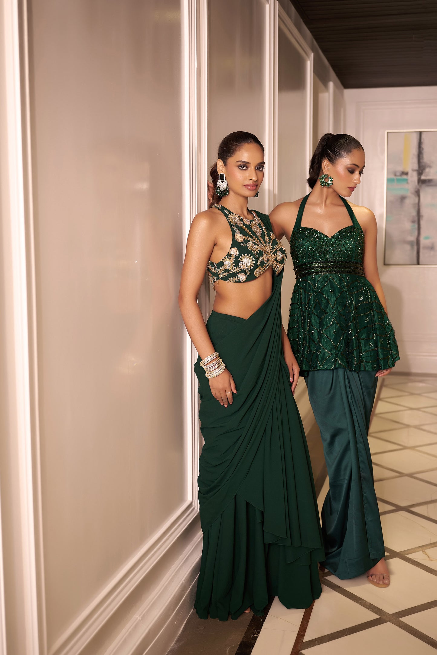 Green Siya saree set