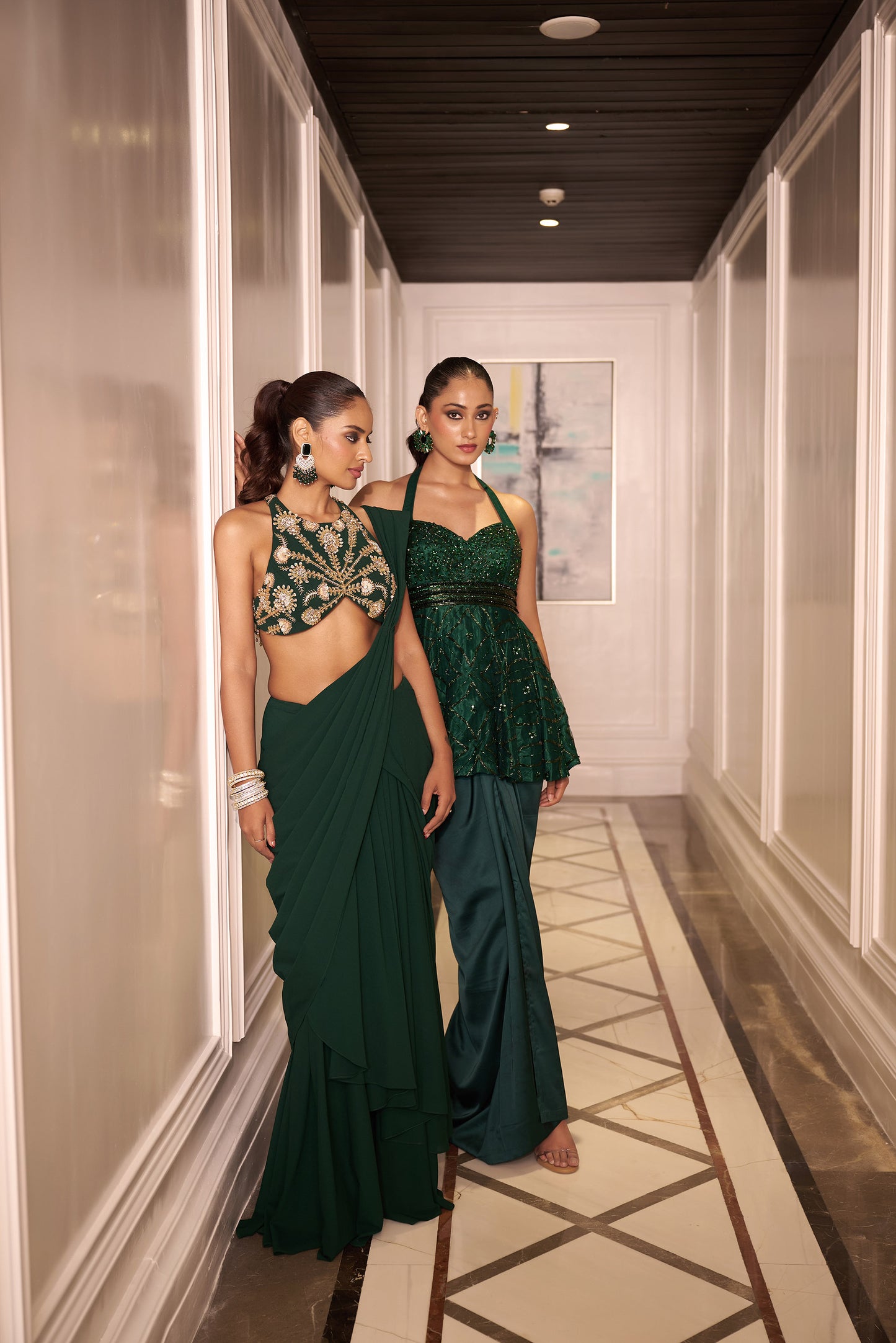 Green Tira  skirt set