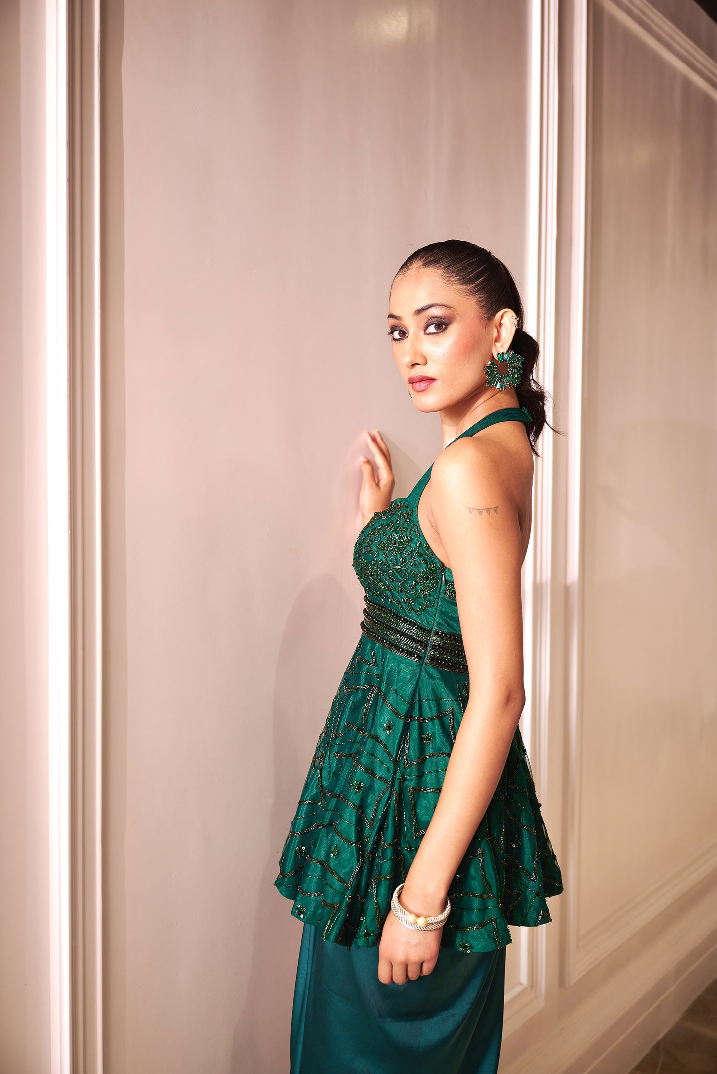 Green Tira  skirt set