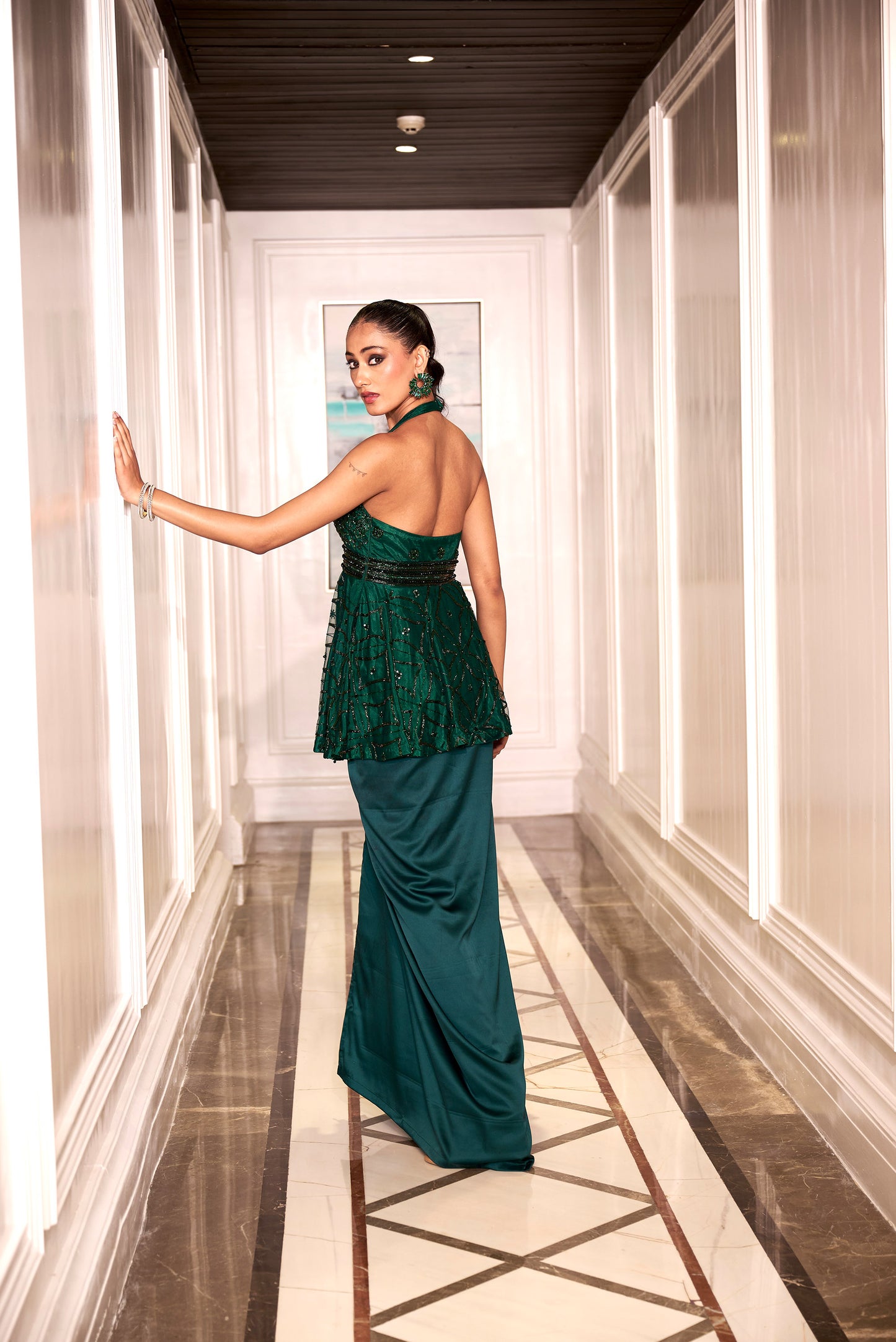 Green Tira  skirt set