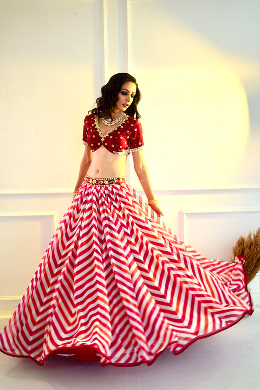 Maroon Myrah lehenga set