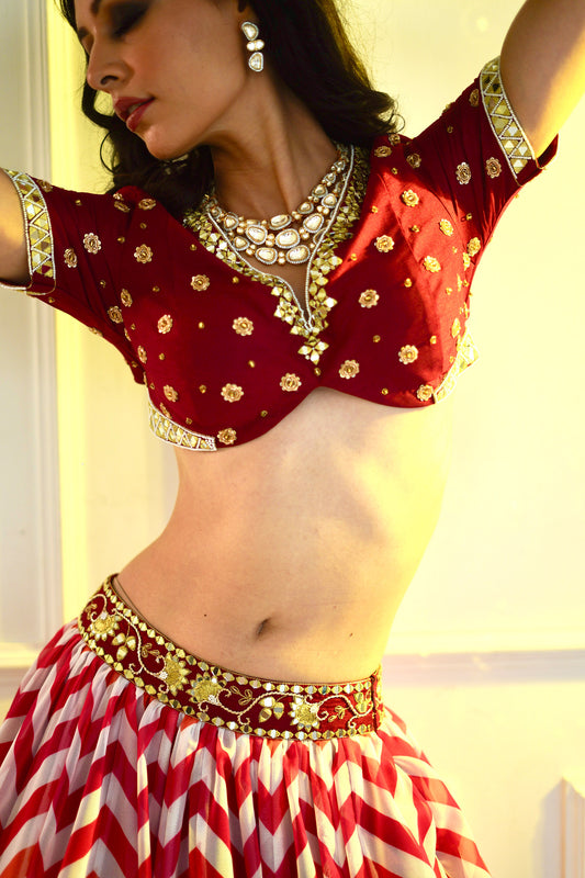 Maroon Myrah lehenga set