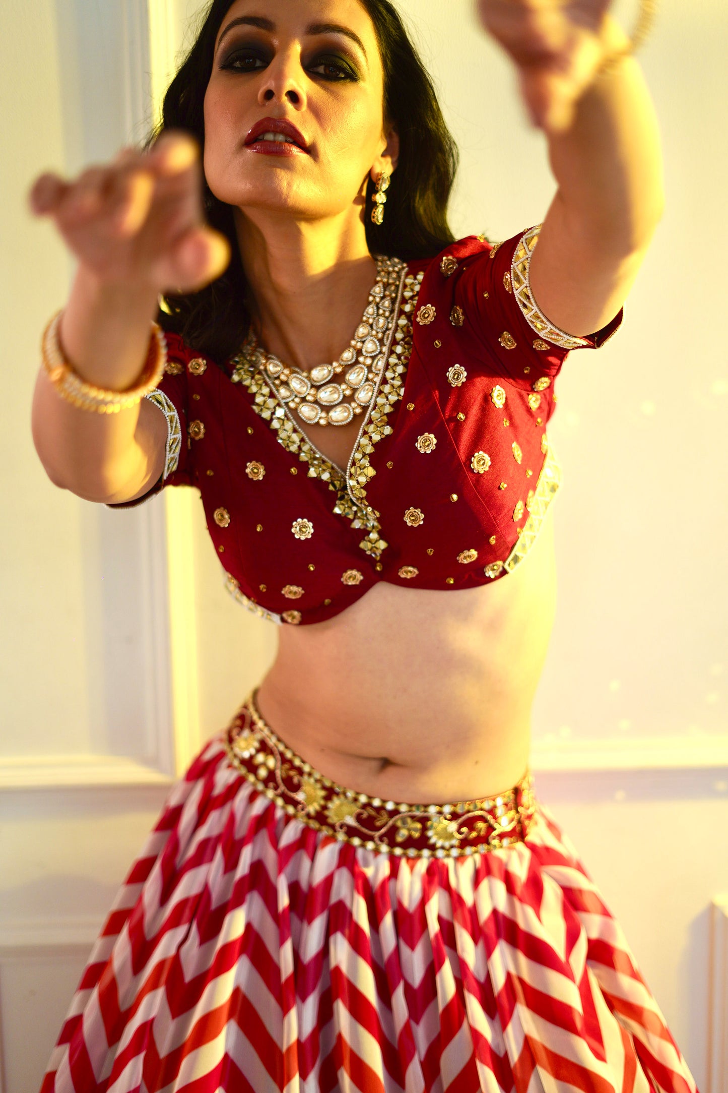 Maroon Myrah lehenga set