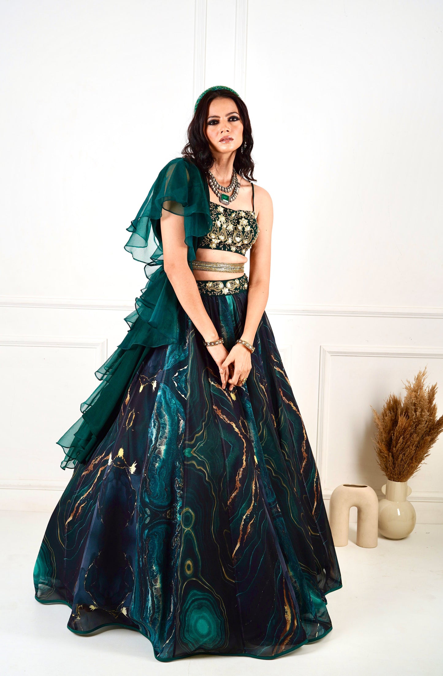 Green Meesha lehenga set