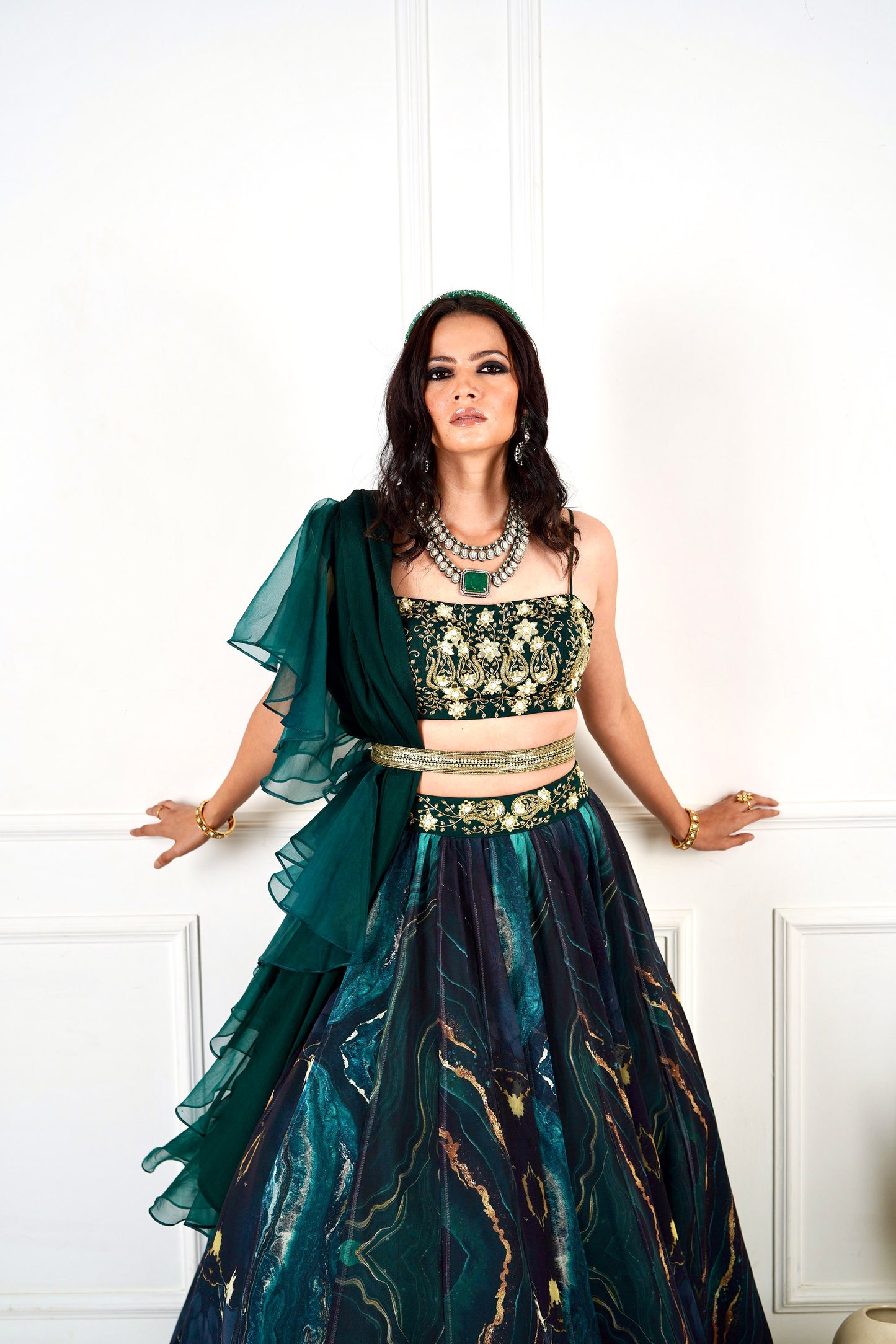 Green Meesha lehenga set