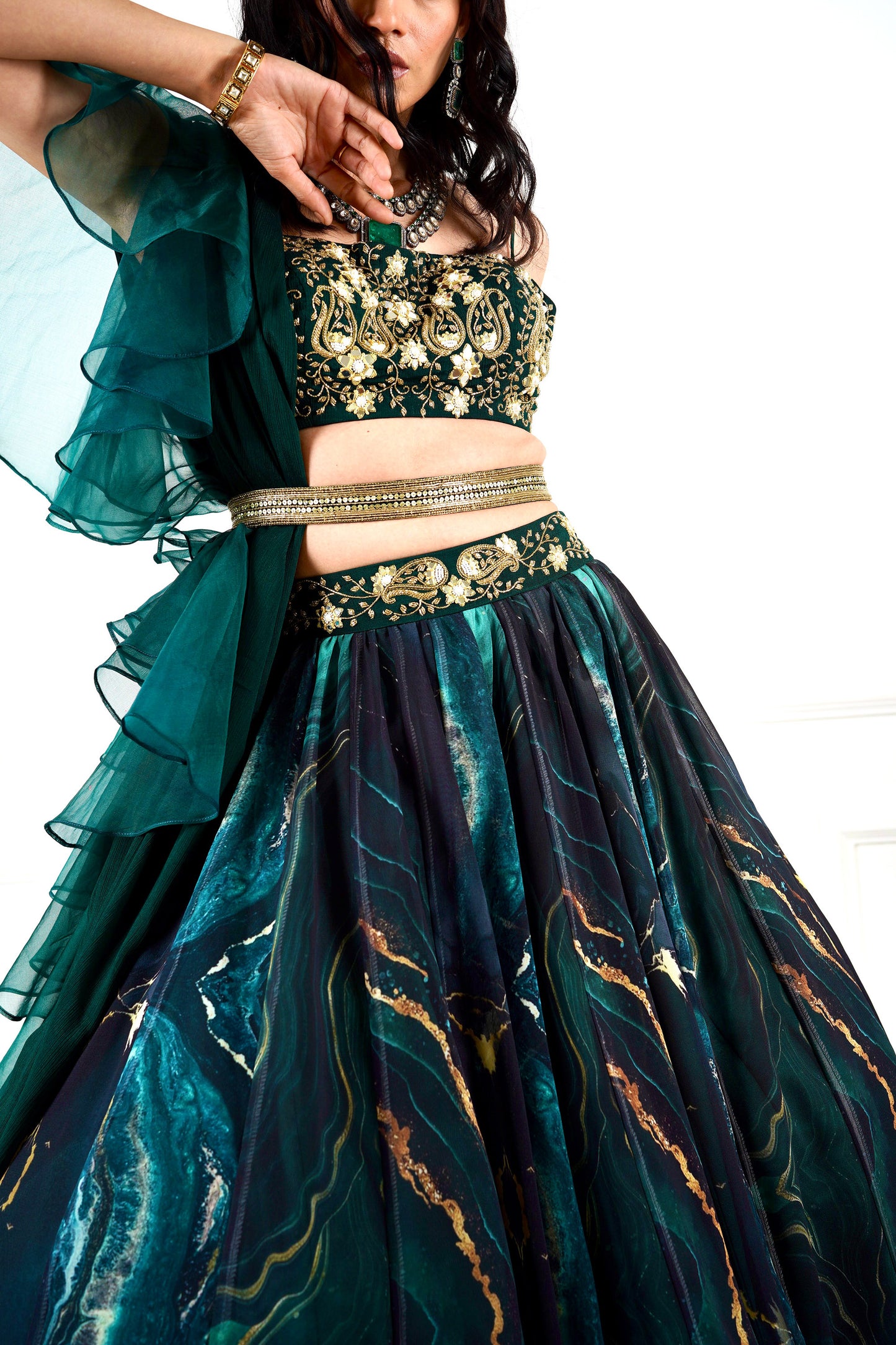 Green Meesha lehenga set