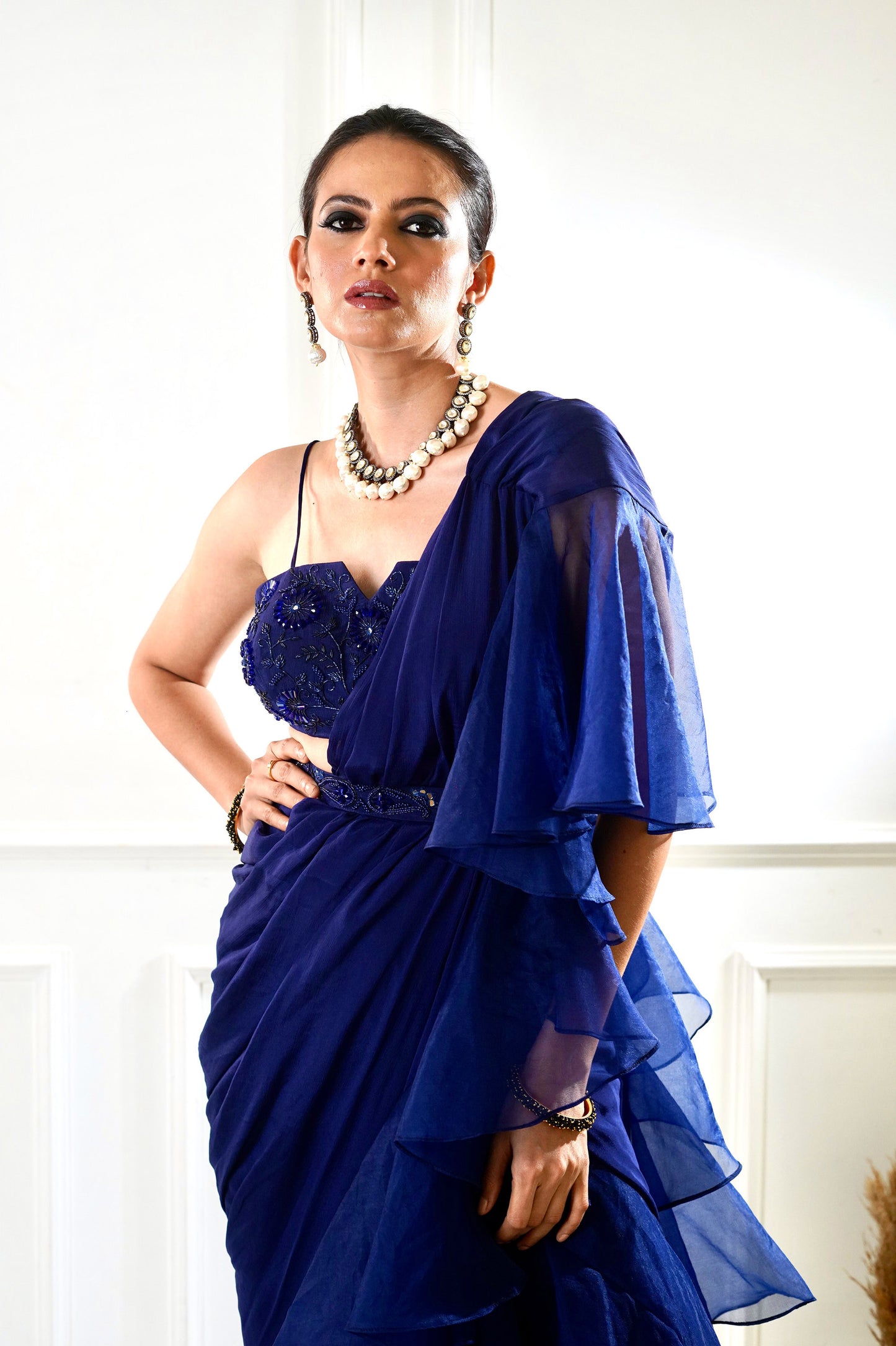 Blue Nikasha saree set